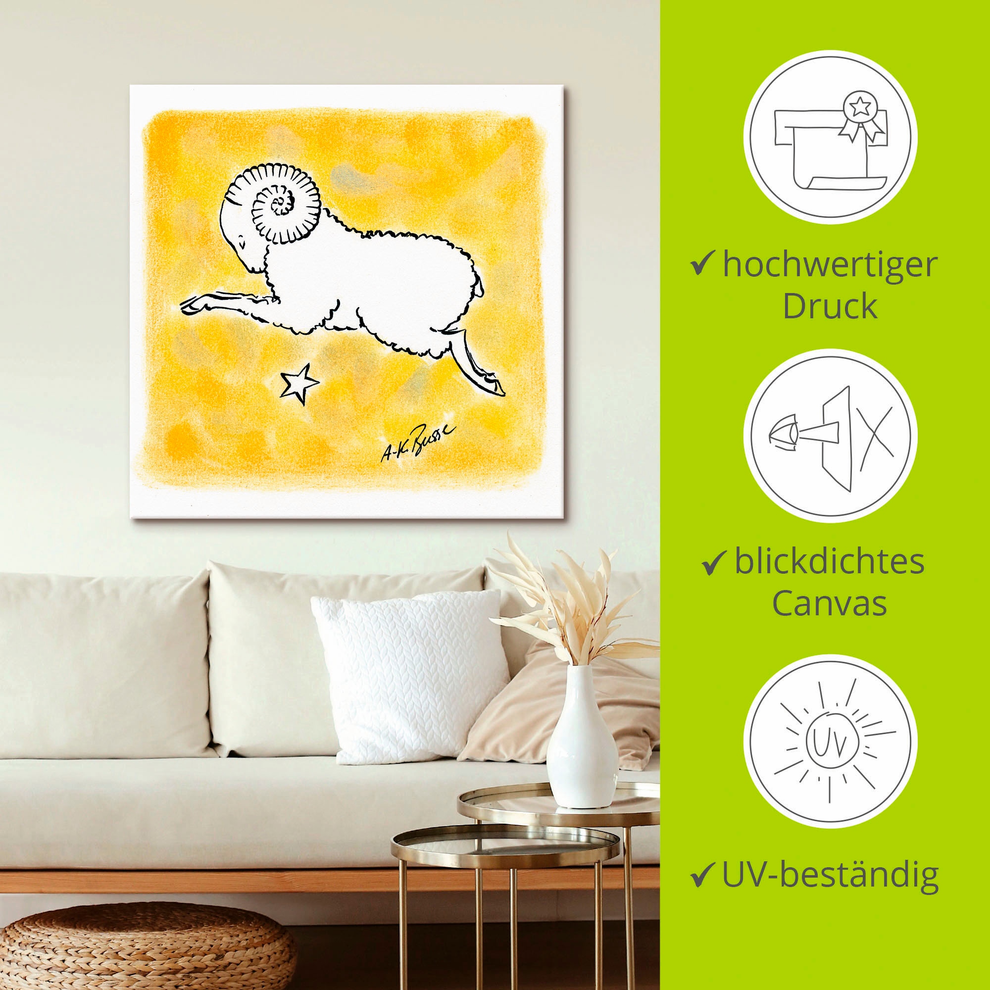 Artland Leinwandbild »Serie Sternzeichen Widder«, Sternzeichen, (1 St.), auf Keilrahmen gespannt
