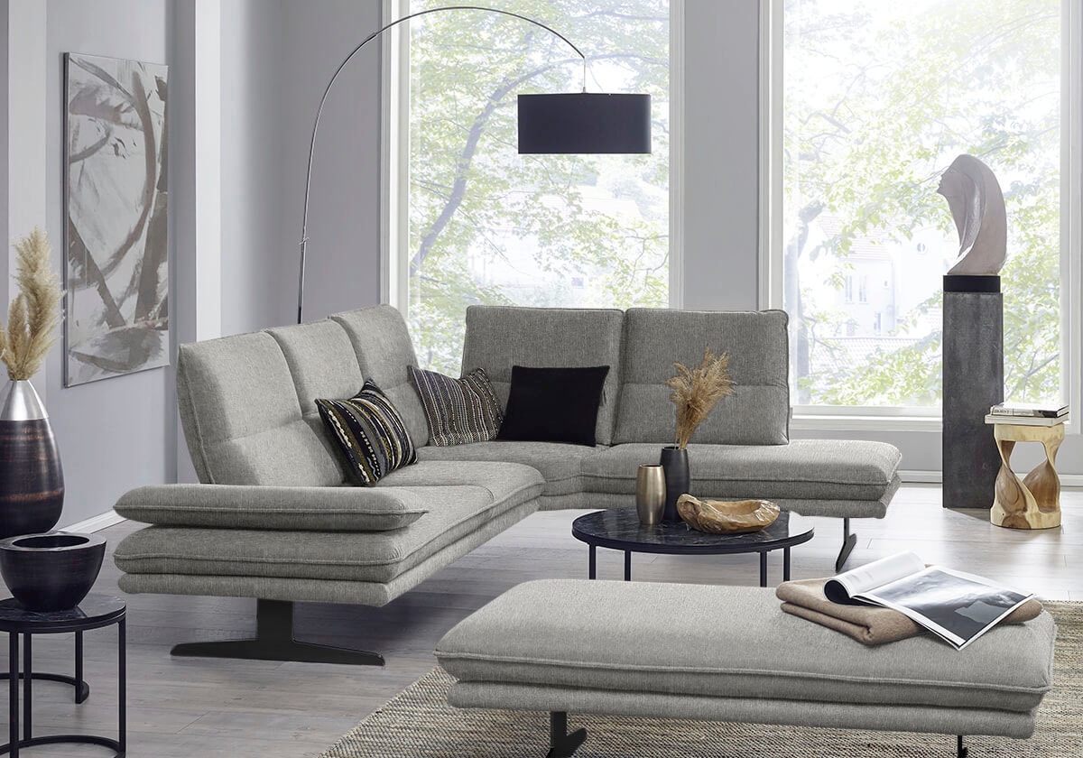 W.SCHILLIG Ecksofa "broadway, Designsofa, toller Sitzkomfort, zeitlos, elegant, L-Form" Sitztiefenverstellung, Kopfteil- & Seitenteilverstellung, Breite 284cm
