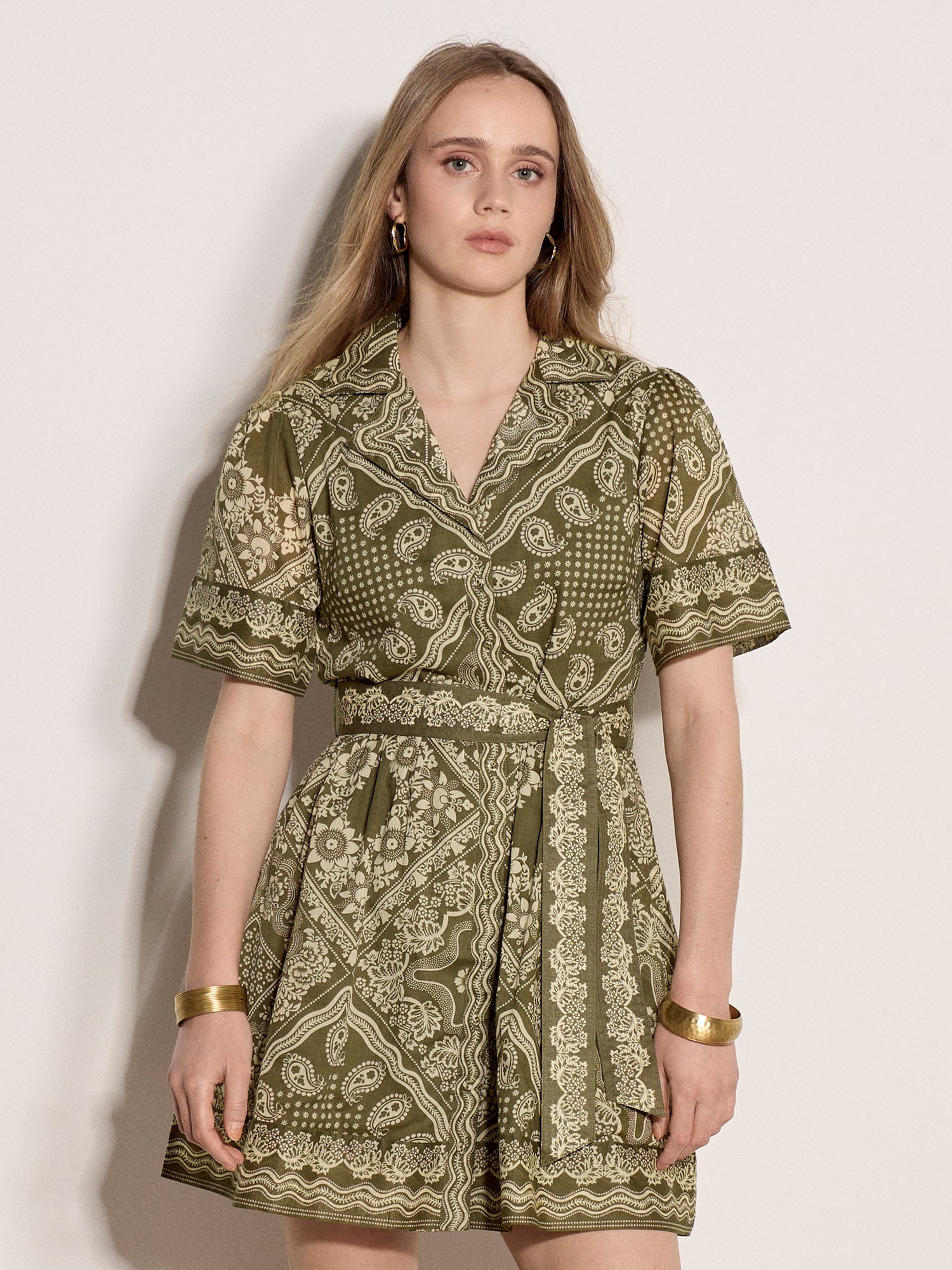 Apricot Minikleid "Schalprintkleid in kurzer Länge" Druck