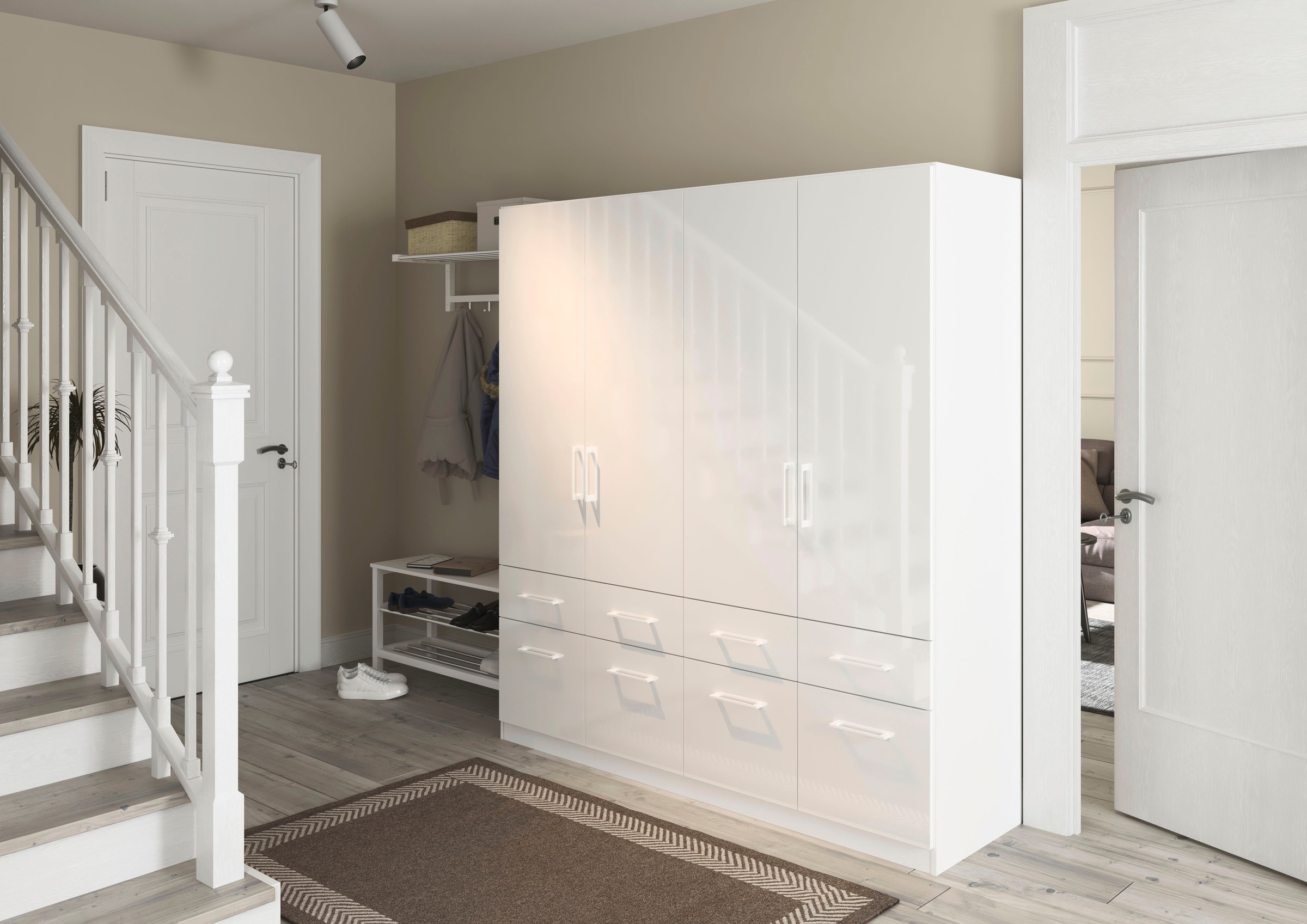 rauch Drehtürenschrank »Kleiderschrank Schrank Garderobe Schlafzimmerschrank CELLE«, in 4 Breiten und 2 Höhen, optional mit Schubkästen MADE IN GERMANY