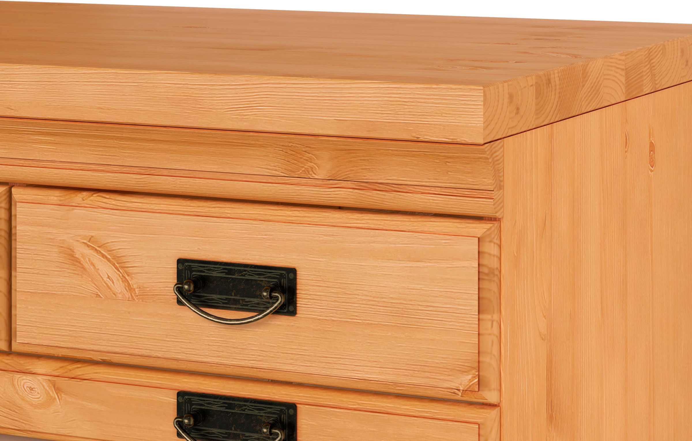 Home affaire Unterschrank »Rügen«, Breite 80 cm, Kiefer massiv, Schubkästen mit Glaseinsatz