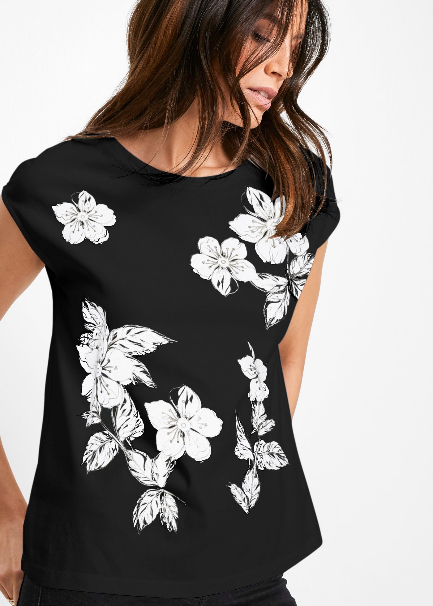 bonprix T-Shirt gerade Passform, Kurzarm, mit modischem Frontprint