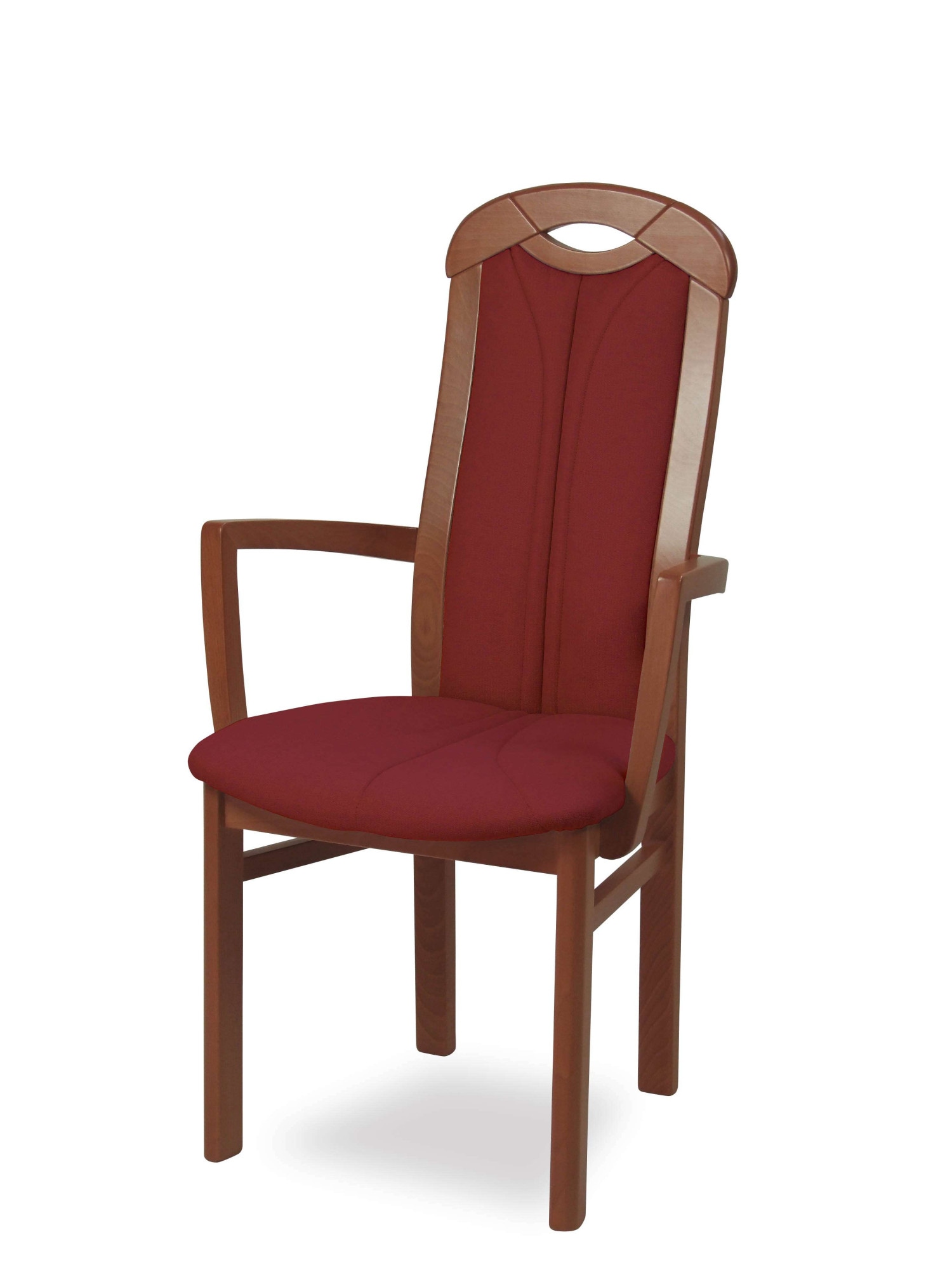 Armlehnstuhl HOME AFFAIRE "ALEX, Stuhl,Armlehnstuhl", rot (bordeaux, nussbaum, bordeaux), B:63cm H:103cm T:54cm, Massivholz, Stühle, Armlehnstuhl, Stuhl, Armlehnstuhl, Ausführung mit und ohne wasserabweisender Stoff