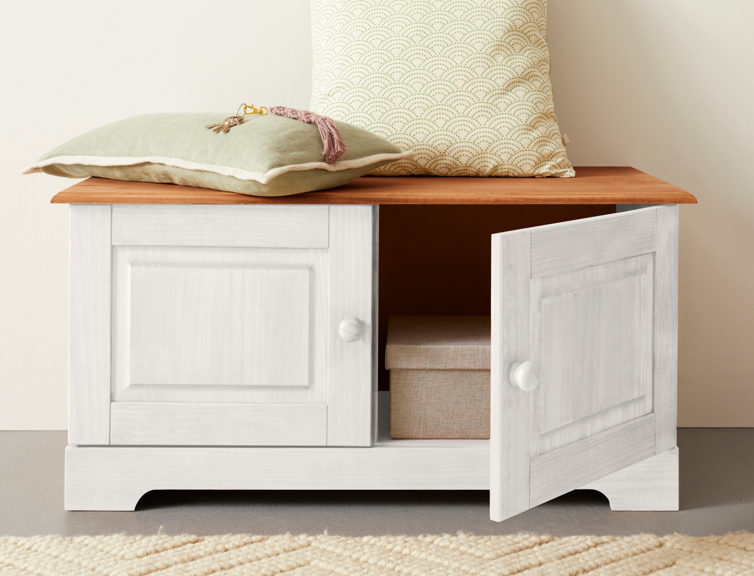 Home affaire Sitzbank Lisa, mit Stauraum und 2 Drehtüren, Breite 90 cm günstig online kaufen