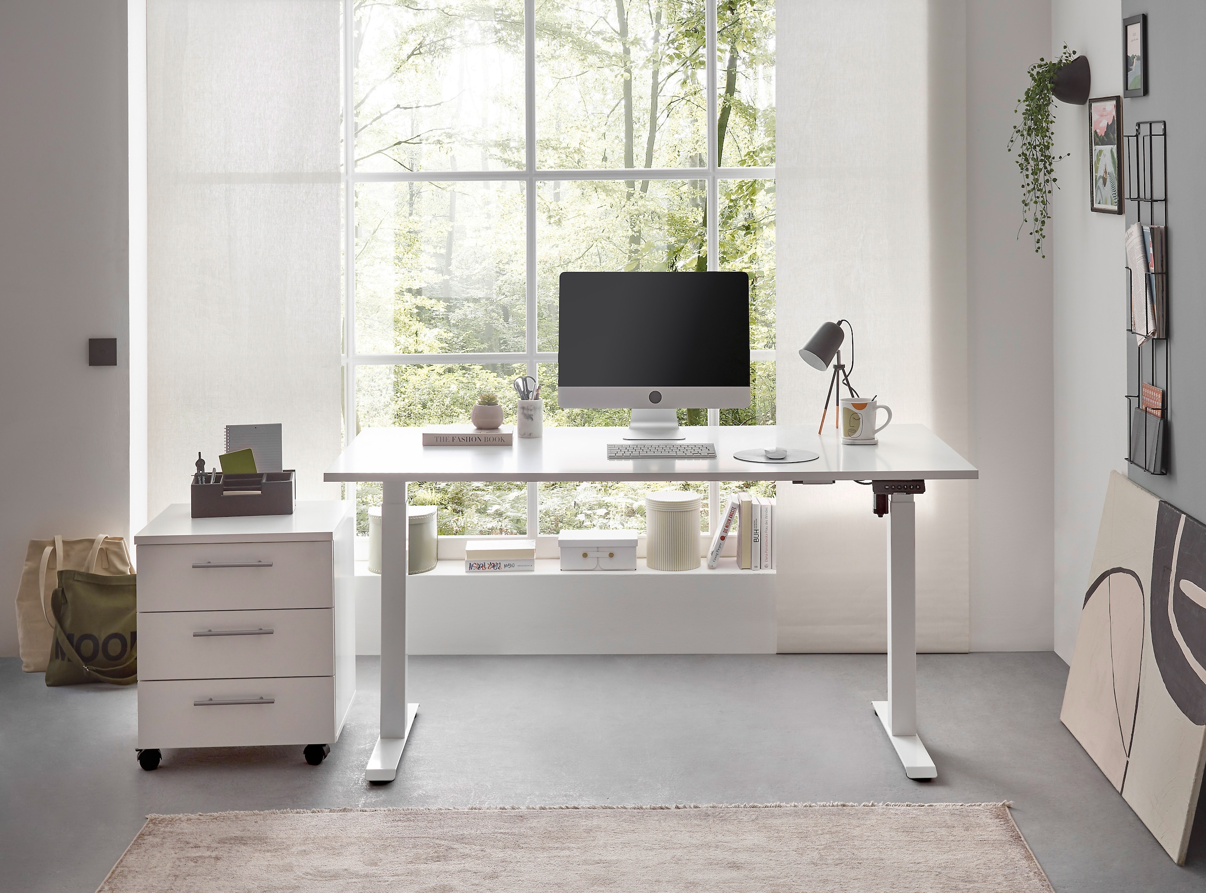 BEGA OFFICE Schreibtisch, (2 St.), Breite 137 cm, stufenlos höhenverstellbar 74-117 cm
