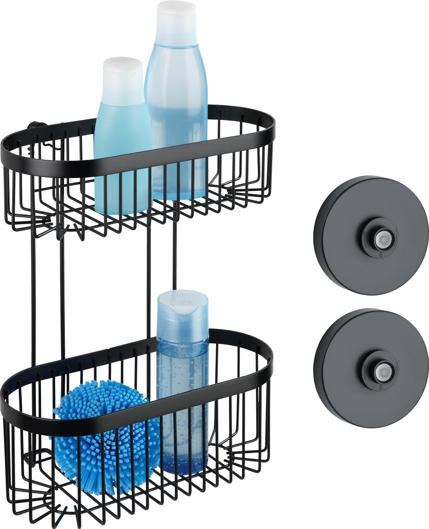 Thumbnail - WENKO Badregal "Classic Plus" Wandregal, befestigen ohne Bohren, Vacuum-Loc, aus Stahl, schwarz