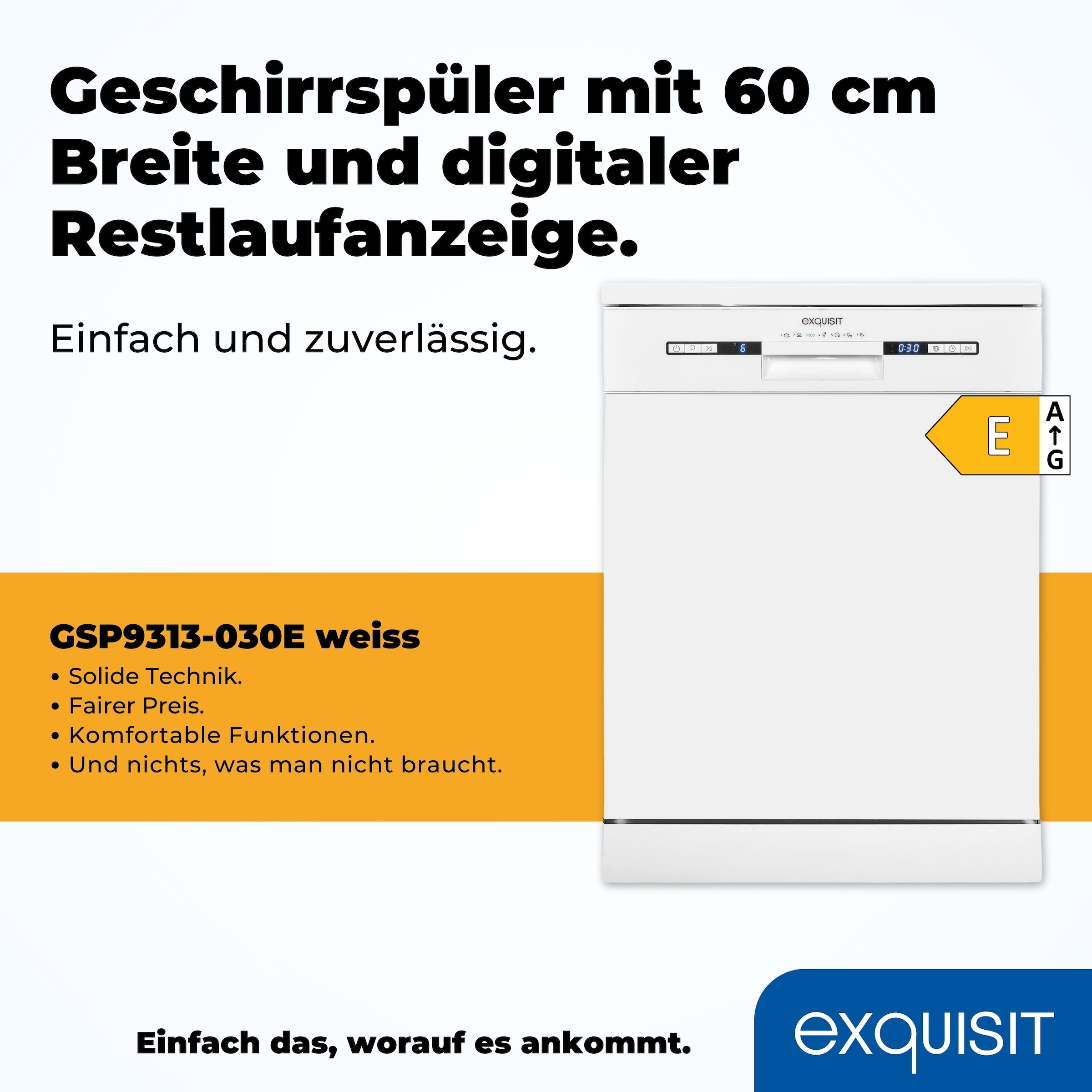 exquisit Standgeschirrspüler »GSP9313-030E weiss«