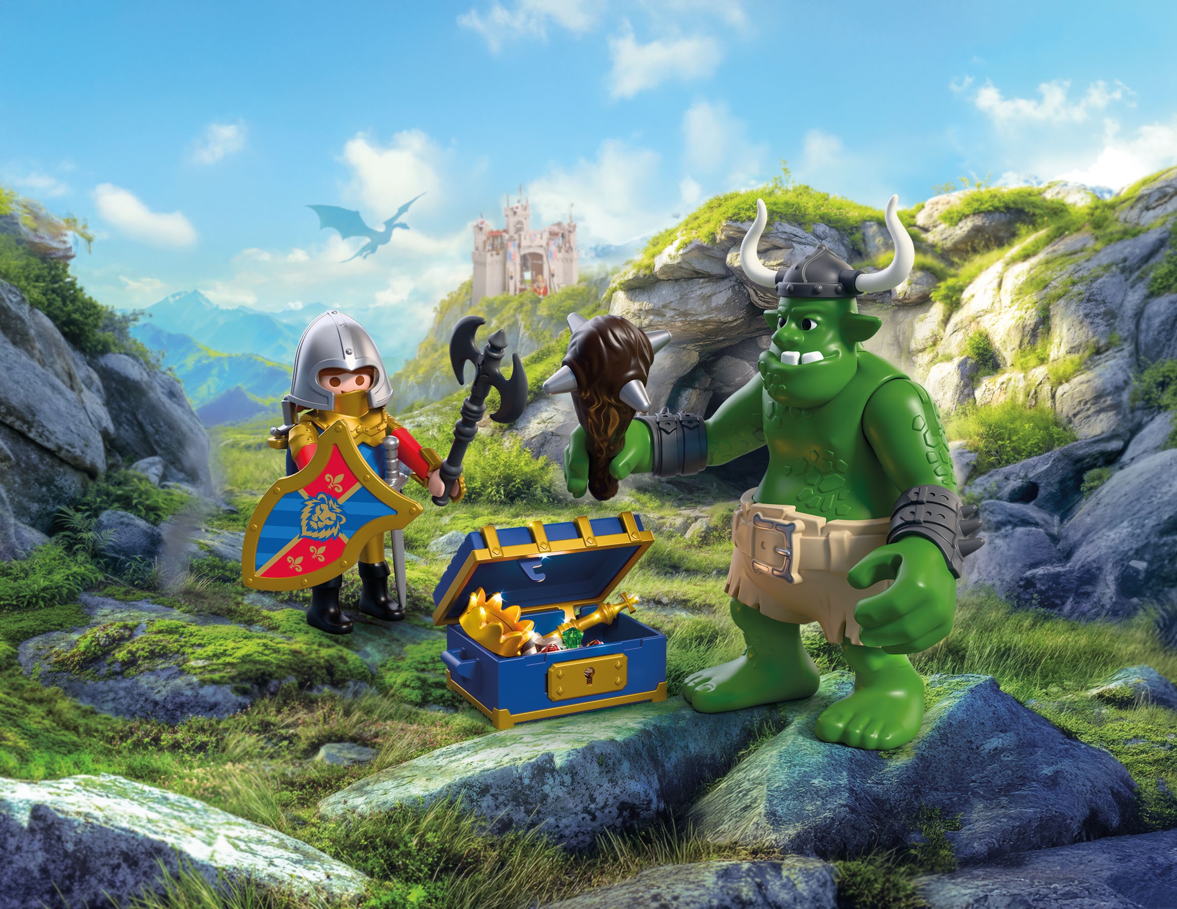 Playmobil® Konstruktions-Spielset »Troll mit Löwenritterschatz (72116), Knights«