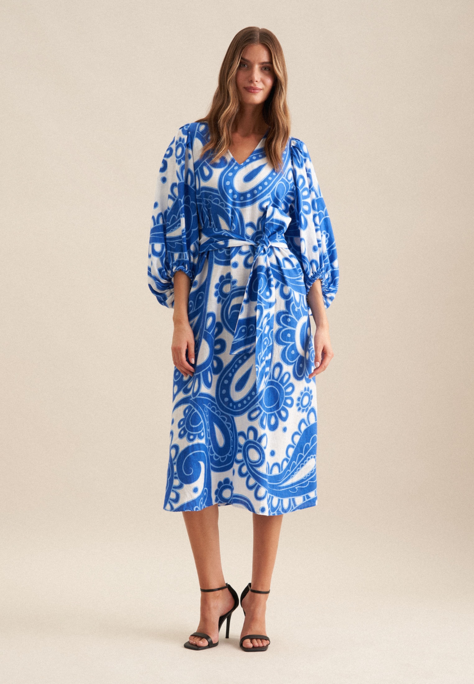 seidensticker Sommerkleid "Schwarze Rose" 3/4 V-Neck Paisley günstig online kaufen
