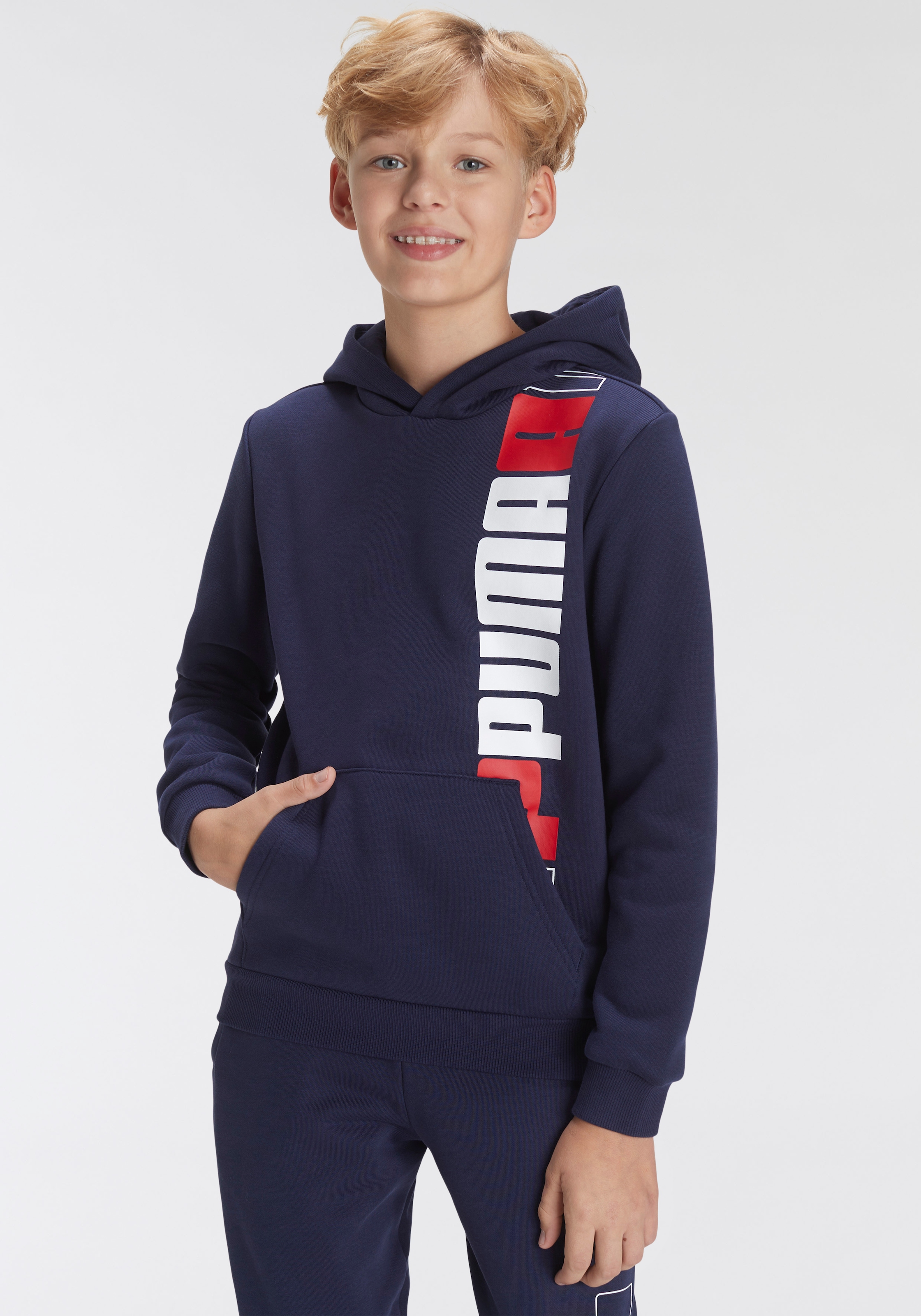 PUMA Kapuzensweatshirt »ESS+ LOGO LAB HOODIE FL B« bestellen | BAUR | Trainingshosen