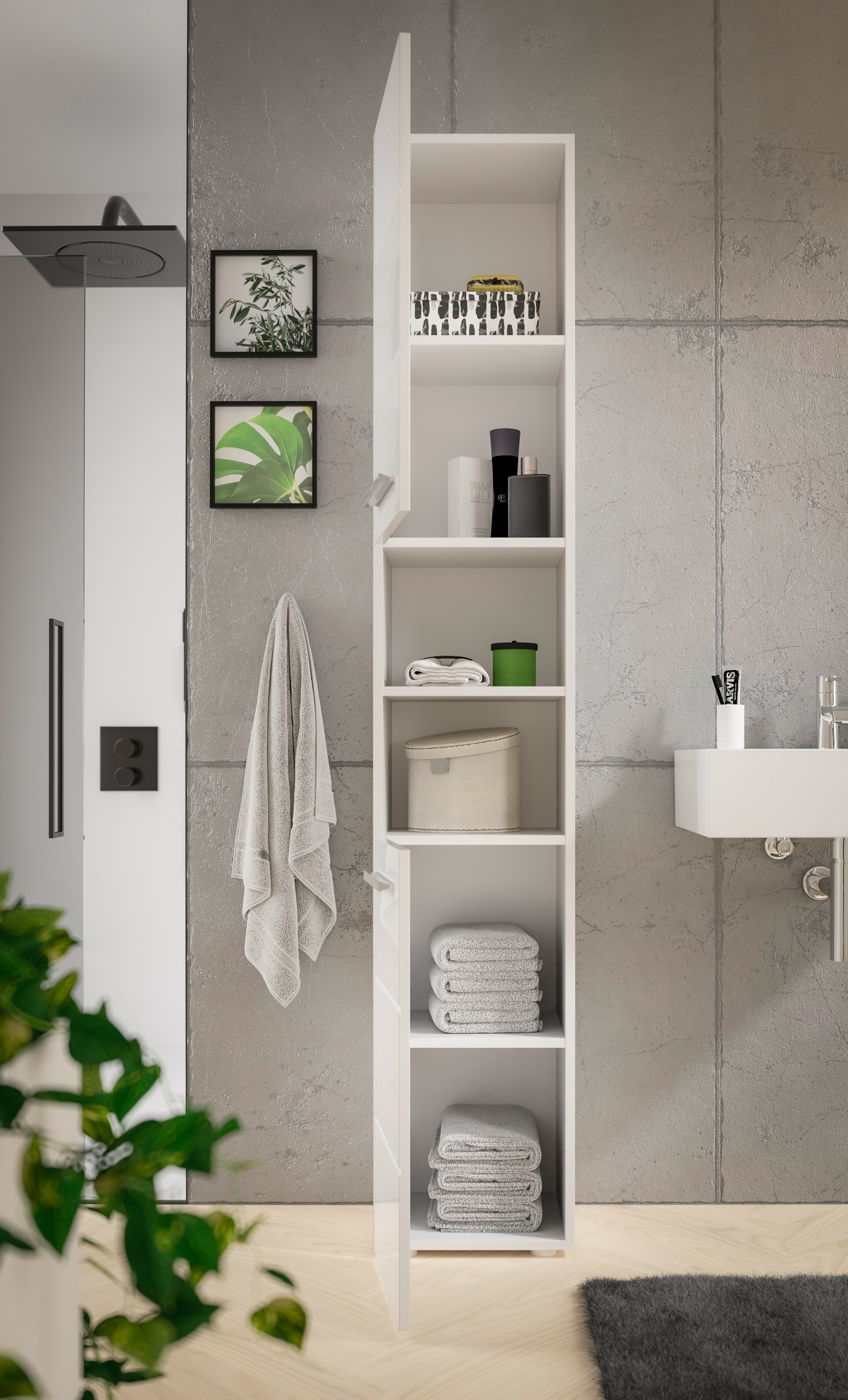 BASIC by Balculina Hochschrank »Mandi« 1 Stk. tlg. Breite 34cm, hochglanz Front