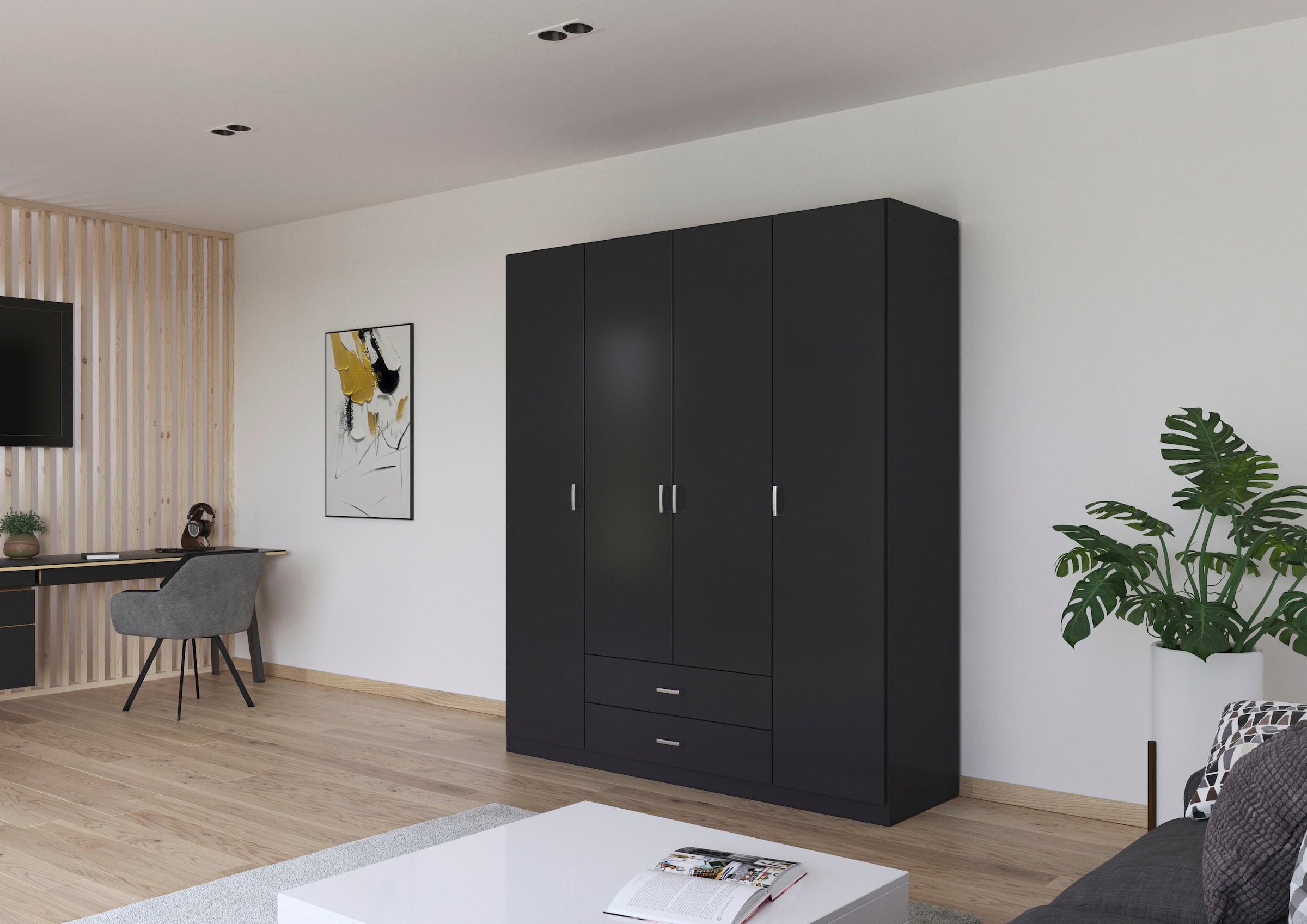 rauch Drehtürenschrank "Kleiderschrank Garderobe GAMMA Breiten 181 cm" in 3 Ausstattungen BASIC/CLASSIC/PREMIUM (inkl. SOFT-CLOSE-Funktion), mit Schubladen, verschiedene Griff-Varianten TOPSELLER MADE IN GERMANY