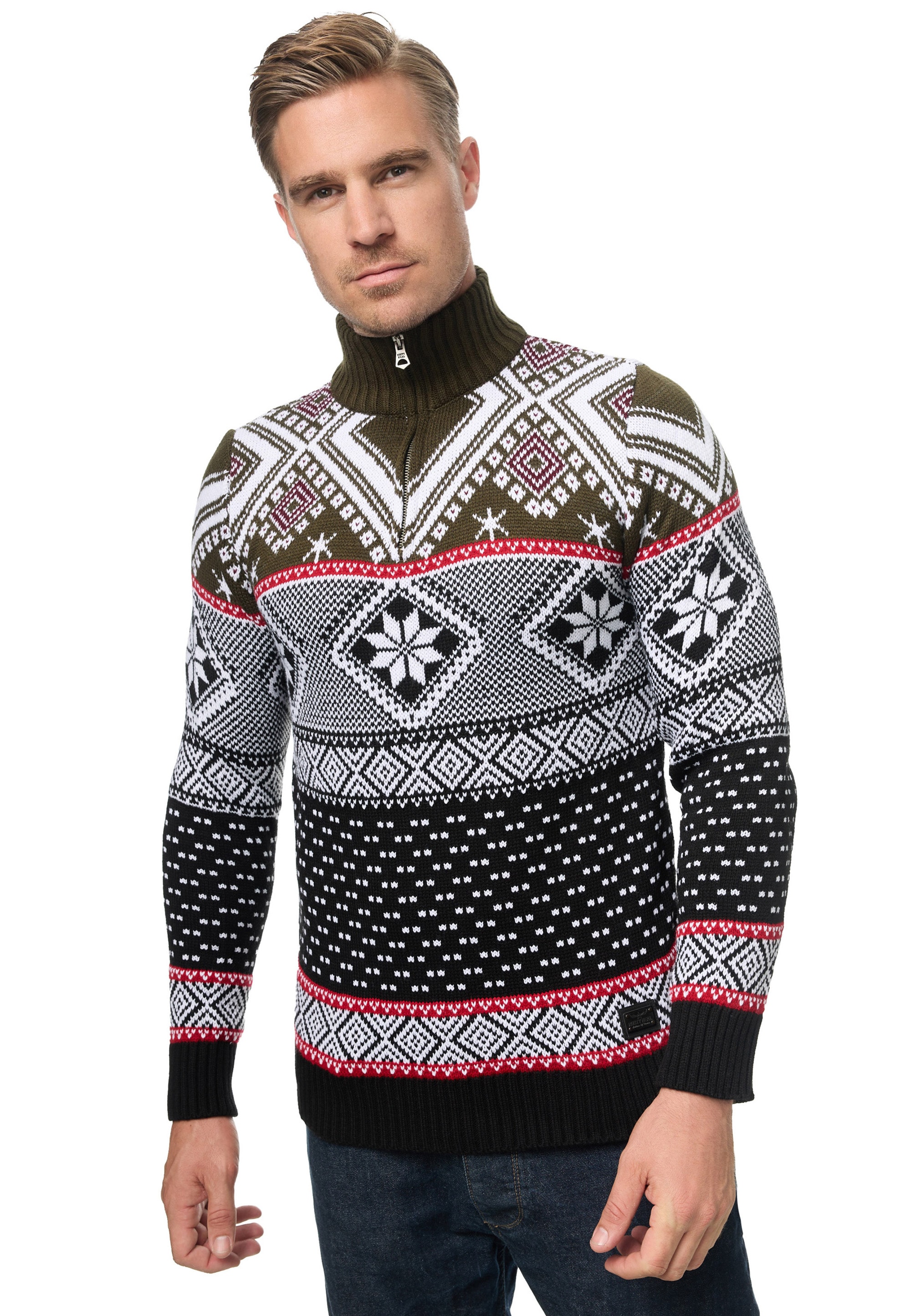 Rusty Neal Strickpullover, mit winterlichem Muster