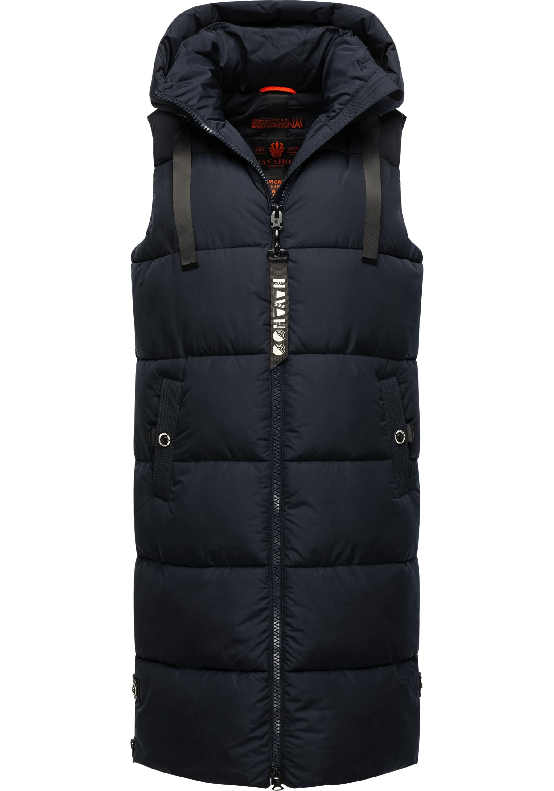 Navahoo Steppweste »Schnuffelchen«, (1 tlg.), warme Damen Outdoor-Weste lang mit Kapuze