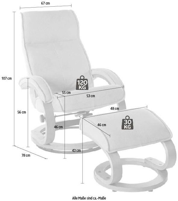 INOSIGN Relaxsessel »Lille, TV-Sessel, Sessel mit Hocker, Wohnzimmer,«, Schlaffunktion, Luxus-Microfaser Bezug und Holzgestell, Sitzhöhe 46 cm