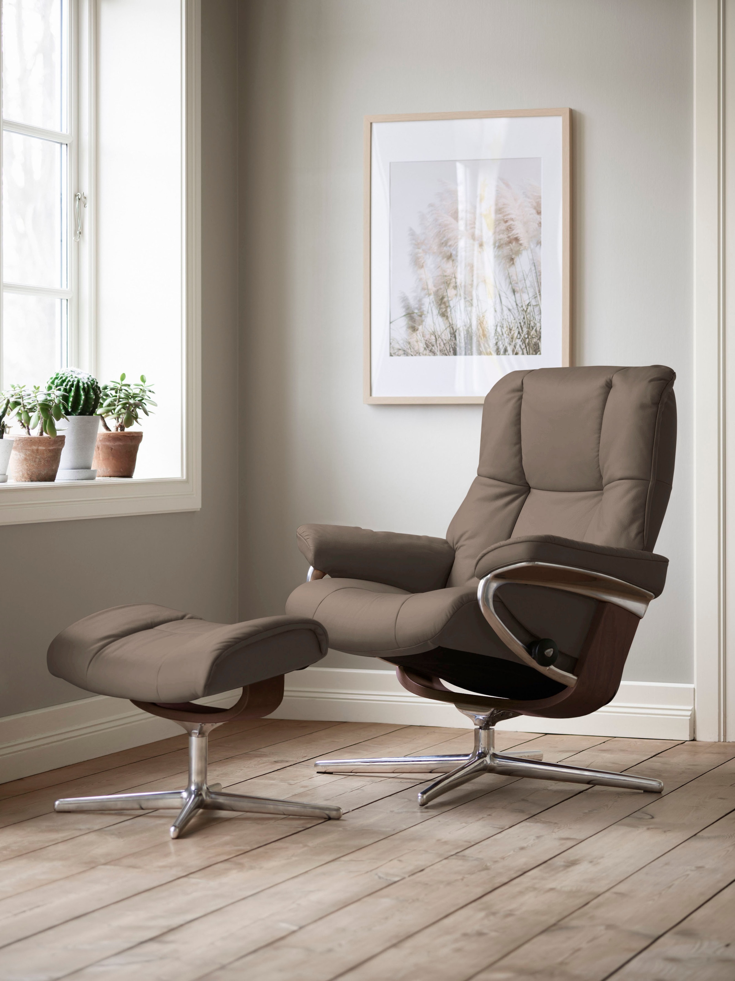 Stressless Fußhocker "Mayfair", mit Cross Base, Größe S, M & L, Holzakzent Braun