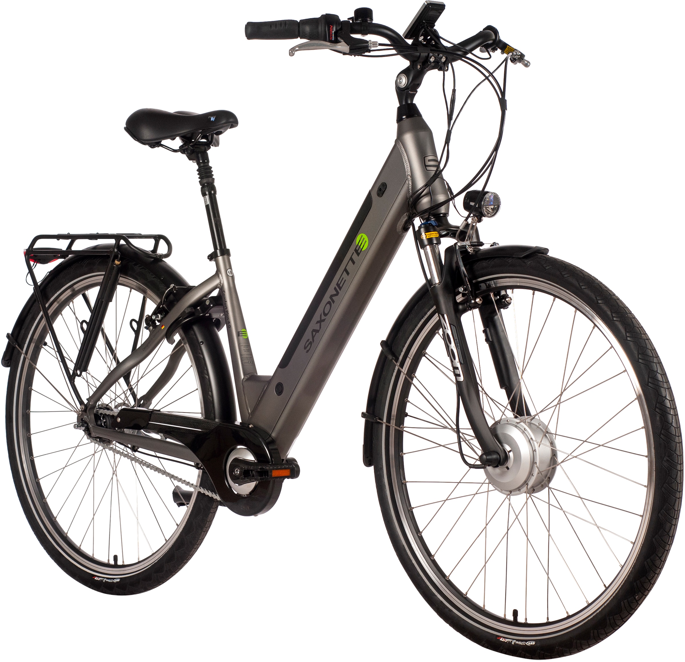 SAXONETTE E-Bike »Comfort Plus 4.0«, 7 Gang, Shimano, Frontmotor 250 W, E-Bike Citybike mit Rücktrittbremse, vollintegrierter Akku, Pedelec