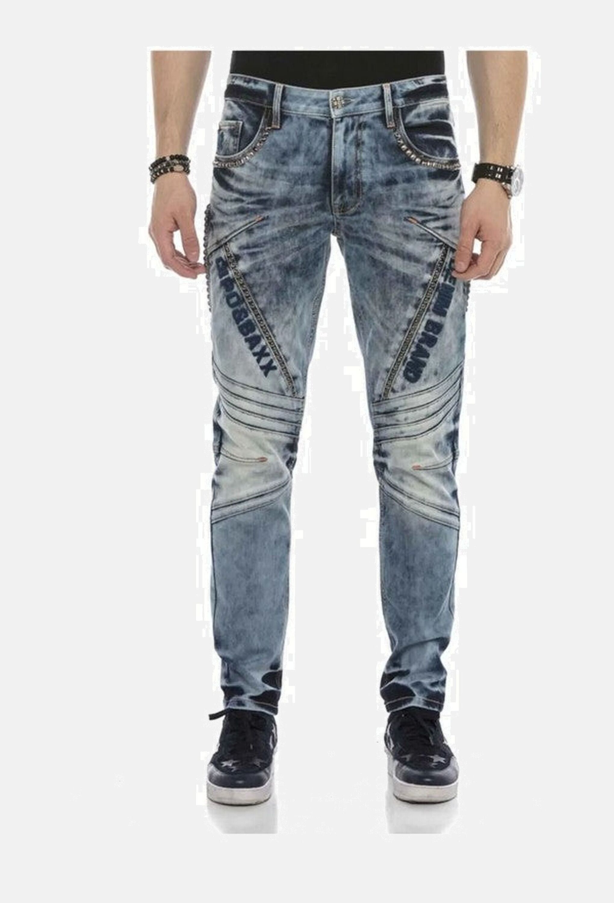Cipo & Baxx Straight-Jeans »Cipo & Baxx Jeans DENIM« Straight Fit-Jeans im lässigen Biker-Look, CD590