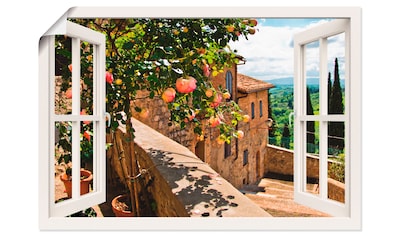 Artland Wandbild »Fensterblick Rosen auf Balkon Toskana«, Garten, (1 St.), in vielen... kaufen