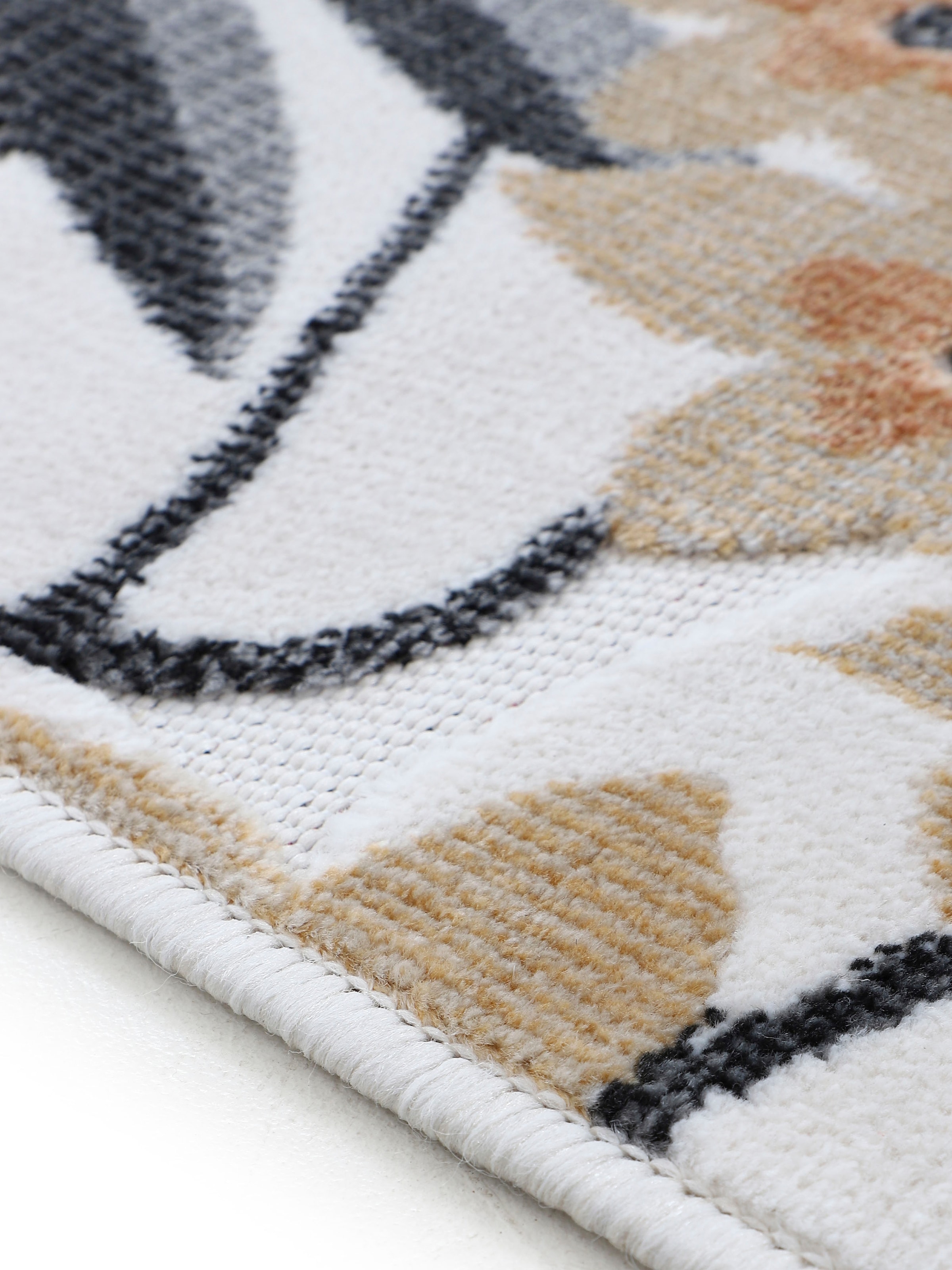 carpetfine Teppich »Deja 102«, rechteckig, 4 mm Höhe, robustes Flachgewebe, Motiv- Floral Palmenblätter, Hoch-Tief Effekt