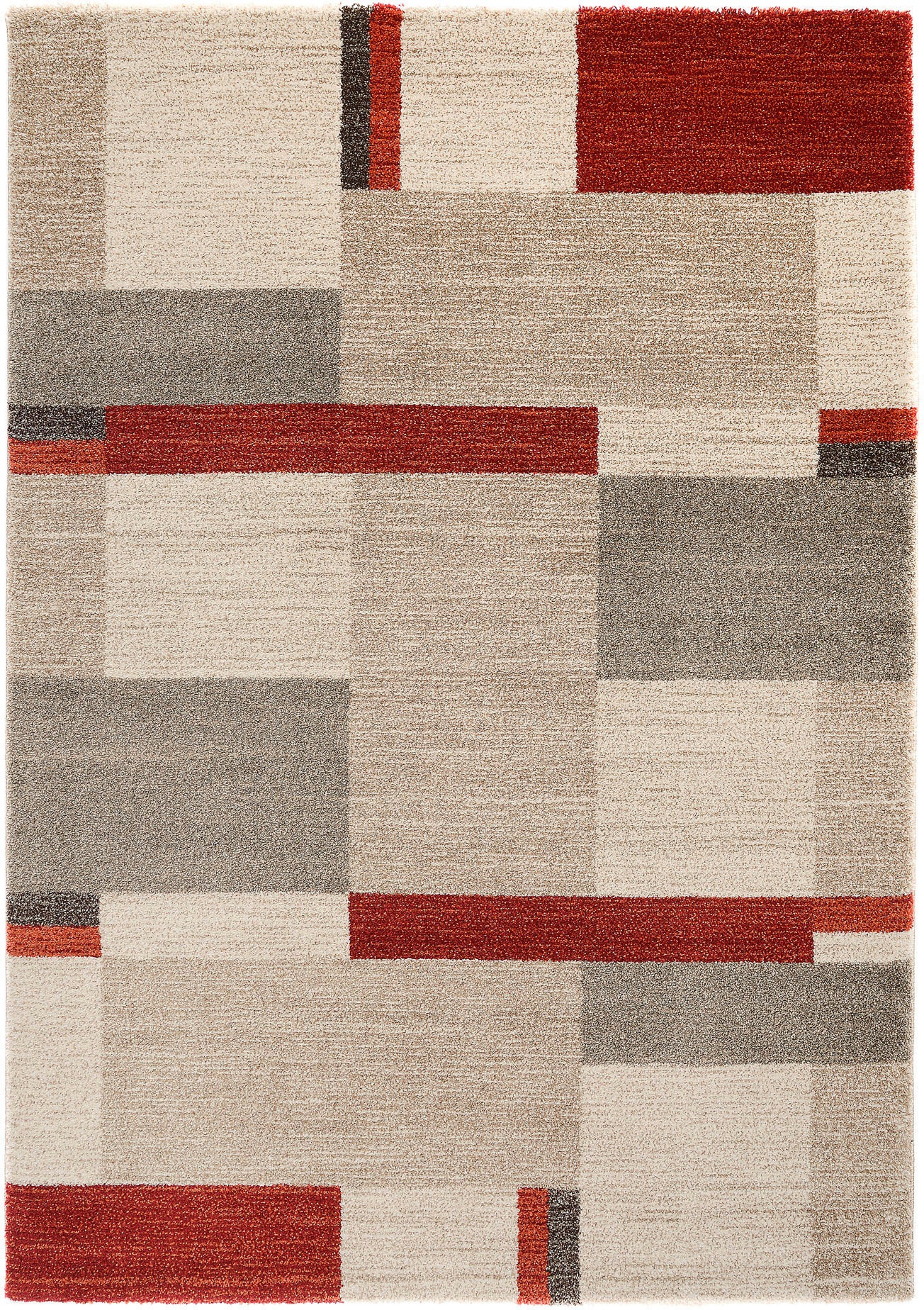 Teppich OCI DIE TEPPICHMARKE "CASTLE BEPPO, auch als Läufer", rot (rot, beige, braun), B:120cm H:20mm L:170cm, Polypropylen (PP), Teppiche, Teppich, dichter Frisé Kurzflor, kariert, Wohnzimmer, Schlafzimmer 2