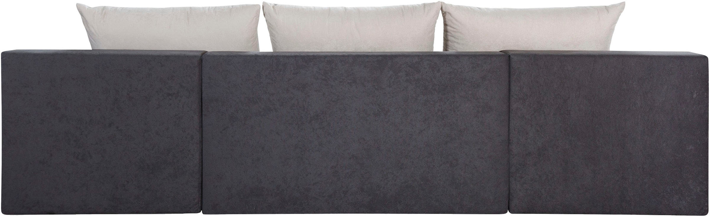 COLLECTION AB Wohnlandschaft »Josy U-Form, Breite 269 cm, Flachgewebe, Struktur, Cord & Cord/Mix«, (Cord-/Mix), inkl. Bettfunktion, Bettkasten, mit 3 gleich großen Rückenkissen