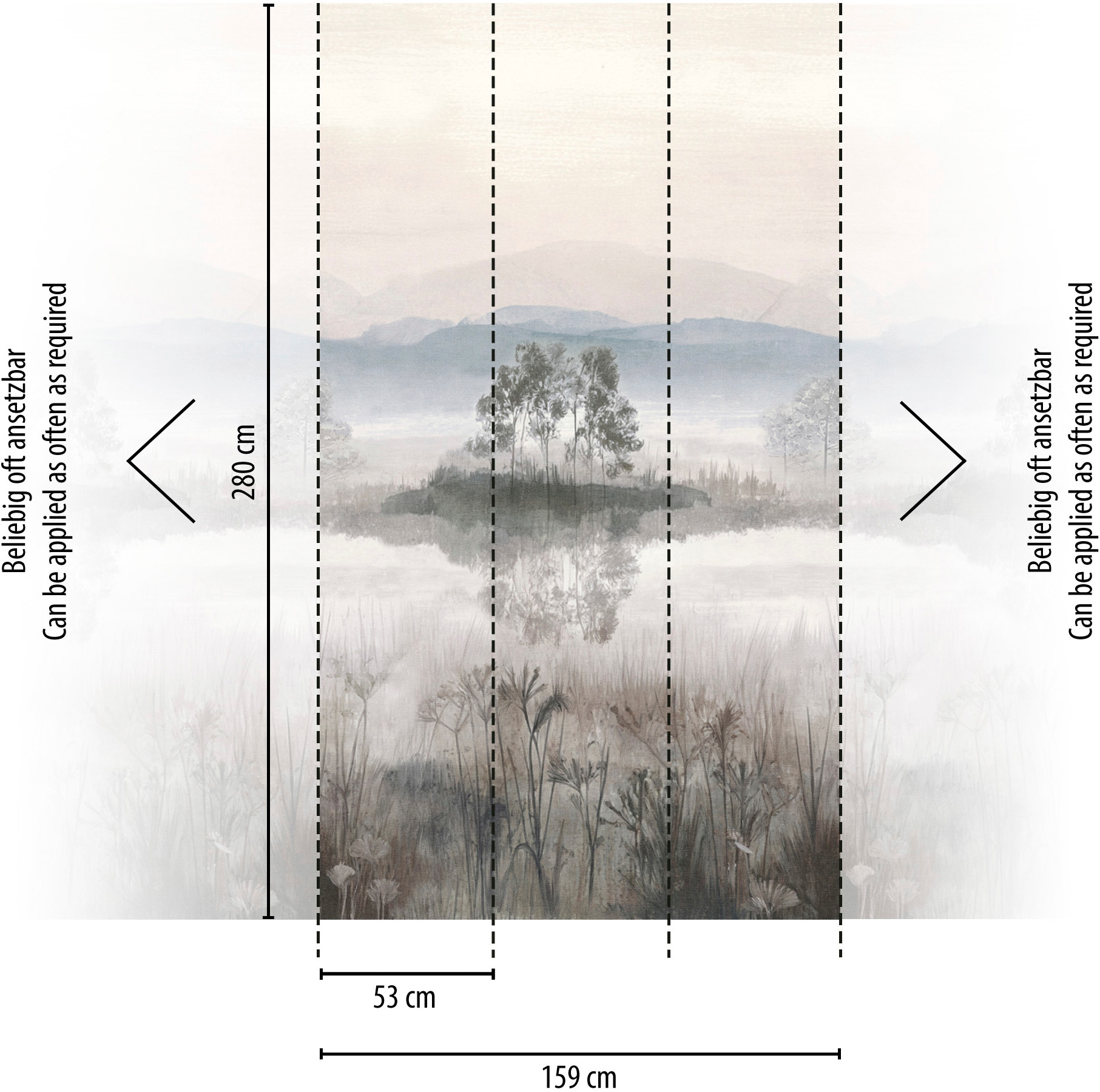 living walls Fototapete »The Wall 4 Botanic – Ruhige Seelandschaft Vlies-Fototapete« Motiv | matt | naturalistisch leicht strukturiert Ruhige Seelandschaft mit atmosphärischer Tiefe