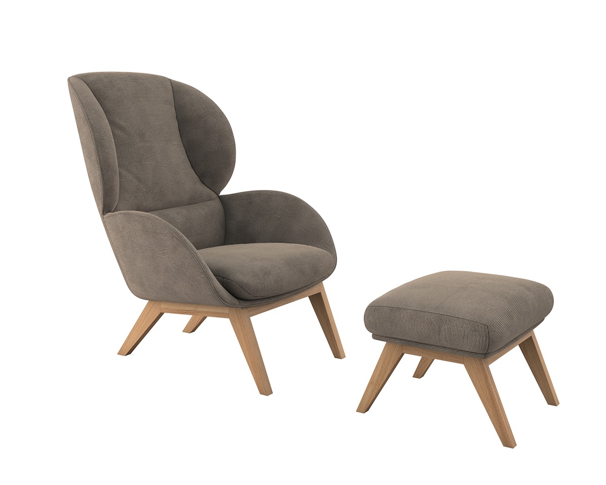 FLEXLUX Ohrensessel »Adria«, Stil & Komfort, organische Form, Fuß Eiche