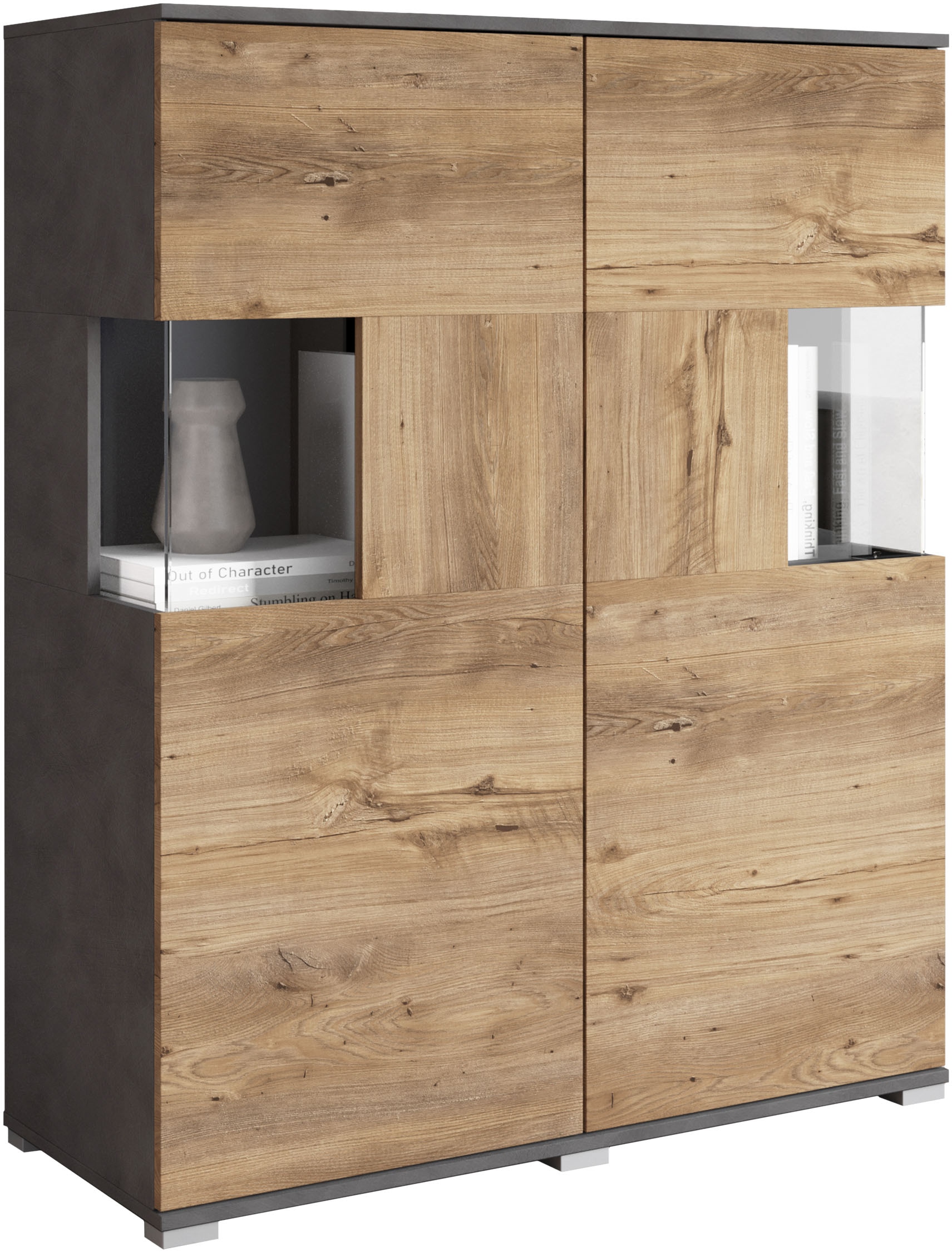 INOSIGN Highboard »Kenia«, (1 St.), Modernes Highboard mit Glastüren, Breite 100 cm