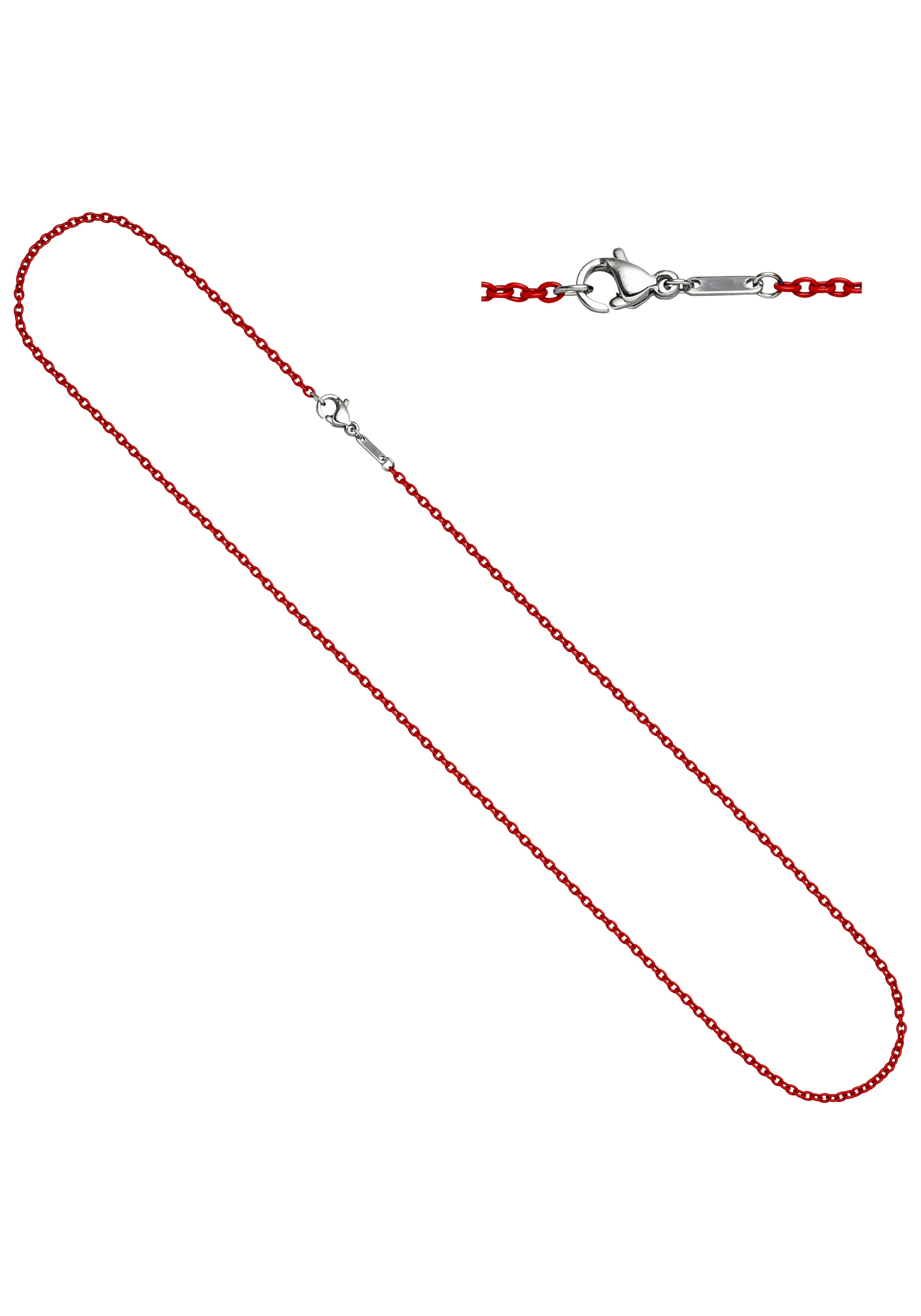 JOBO Damen Edelstahlkette "Rund-Ankerkette 1,9 mm", Edelstahl, L: 45rot, Edelstahl, Halsketten, Edelstahl rot lackiert 45 cm