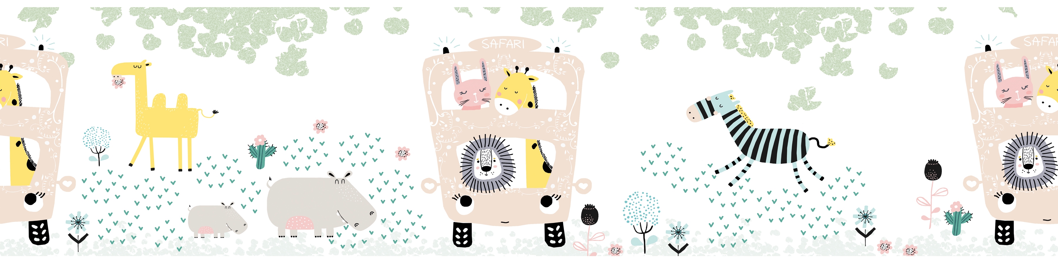 A.S. Création Bordüre "Safari Friends" Motiv abstrakt naturalistisch glatt Tapete Kinder Bordüre Selbstklebend Borte modern Design Kinderzimmer