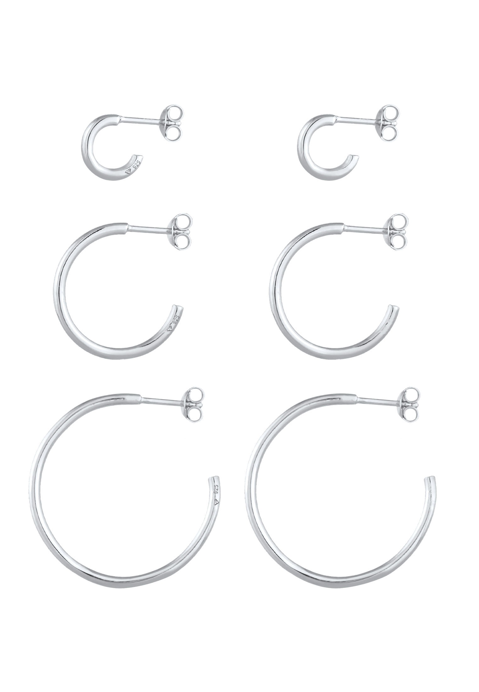 Elli Ohrring-Set »Creolen Stecker Set Basic (6 tlg.) 925 Silber«