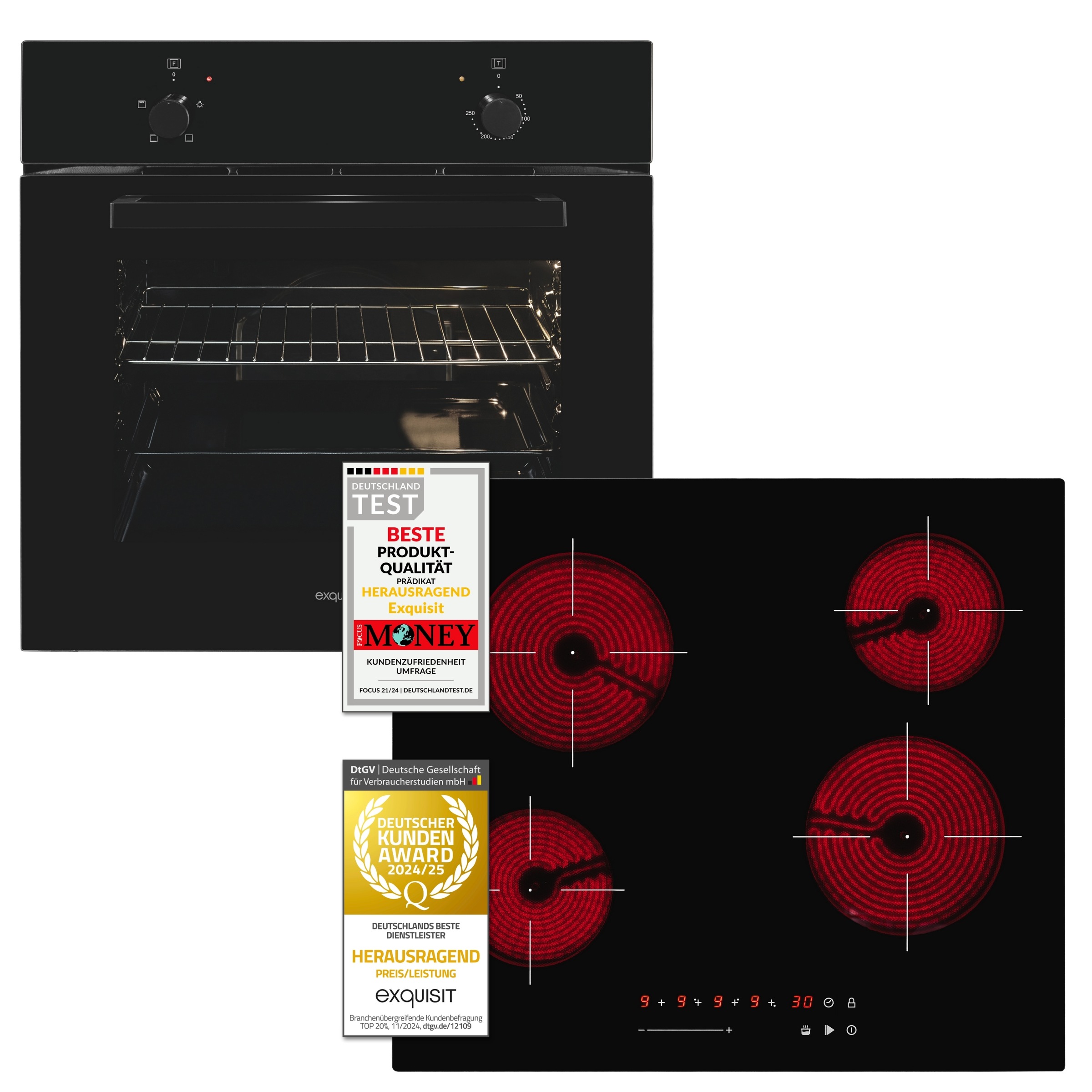 exquisit Backofen-Set "EBE255-020 schwarz" Set, 2 Stk. tlg. Schmelzen, Warm günstig online kaufen