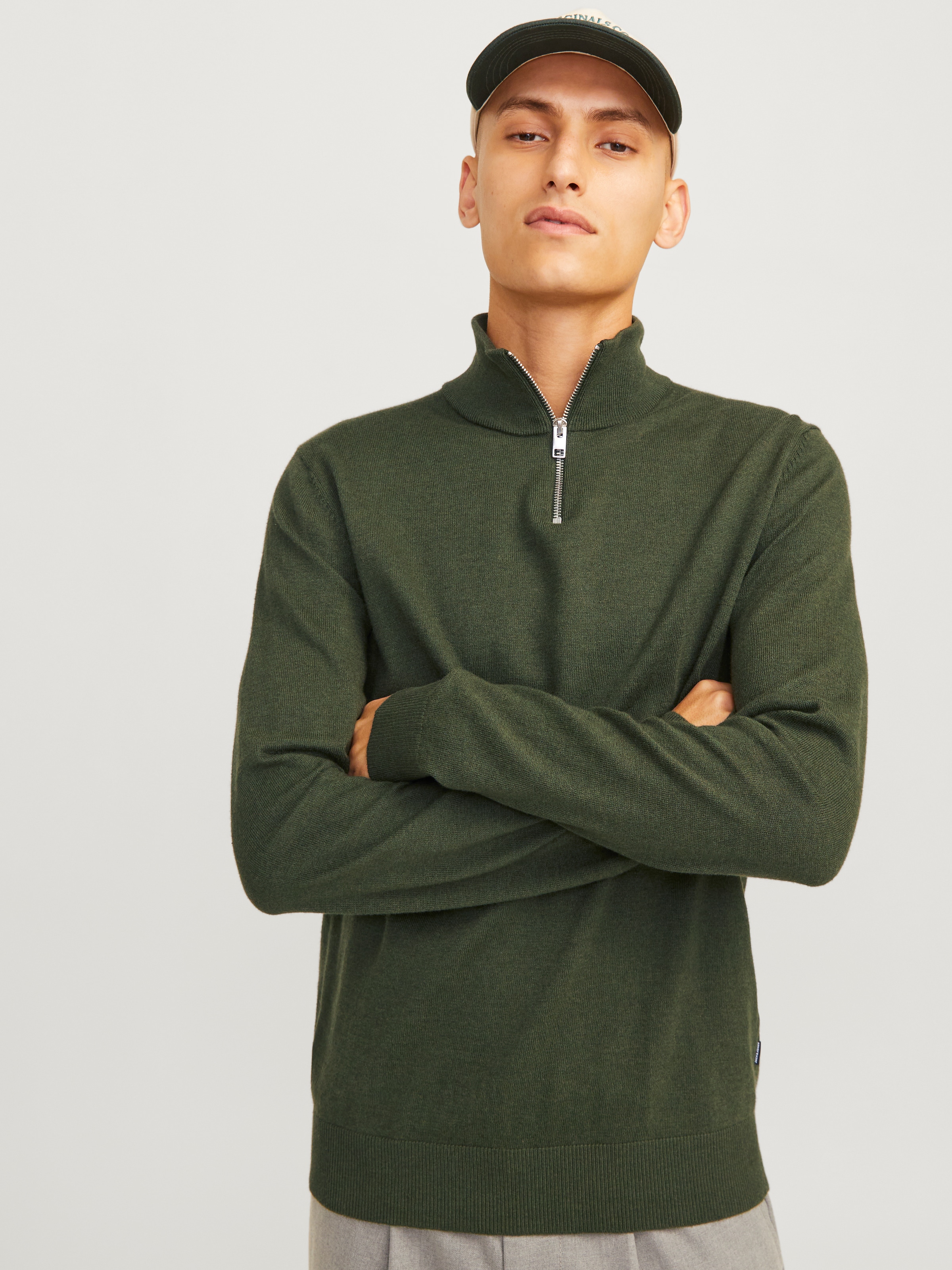 Jack & Jones Troyer »JJEEMIL KNIT HALF ZIP NOOS«, mit Rippbündchen