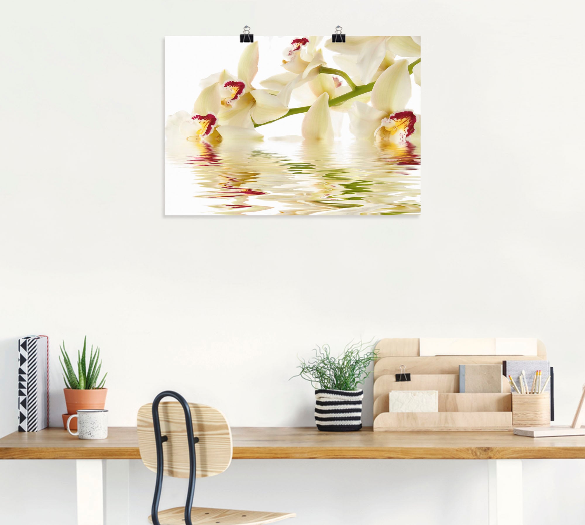 Artland Wandbild »Weiße Orchidee mit Wasserreflektion«, Blumen, (1 St.), als Leinwandbild, Poster in verschied. Größen