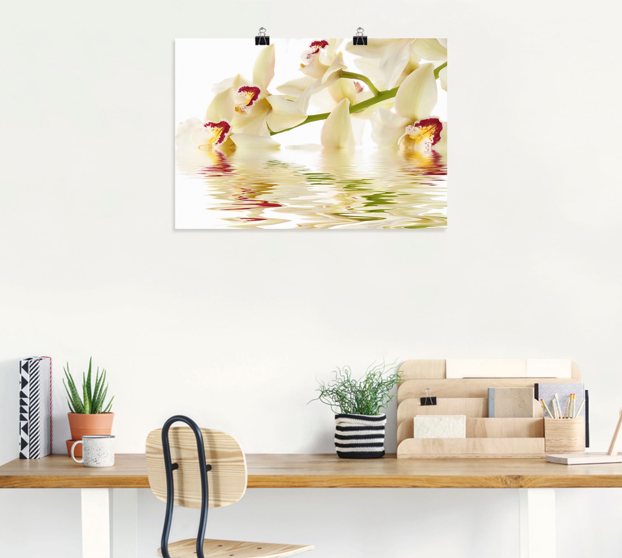 Artland Wandbild "Weiße Orchidee mit Wasserreflektion", Blumen, (1 St.), al günstig online kaufen