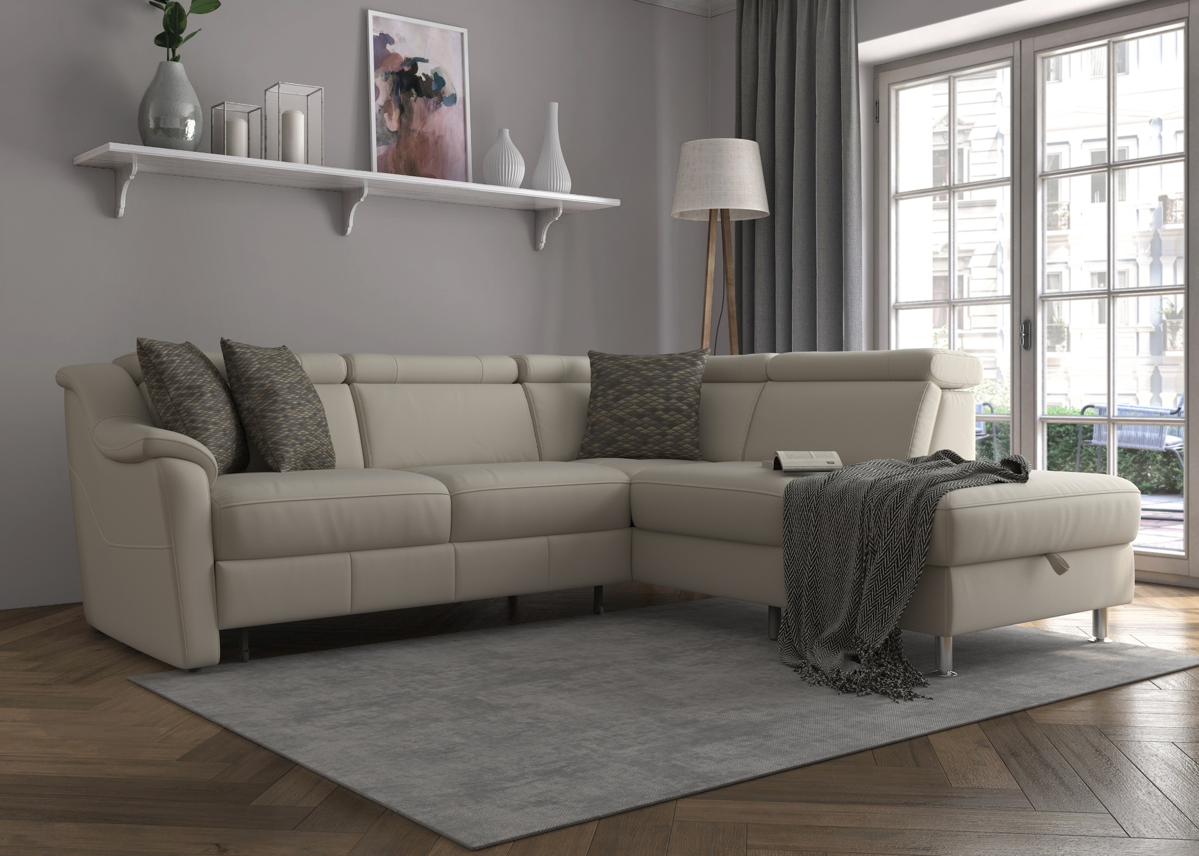 Ecksofa SIT & MORE "Freetown L-Form", beige (elfenbein), B:252cm H:84cm T:216cm, Sofas, Ecksofa, inklusive Kopfteilverstellung und komfortablem Federkern 2