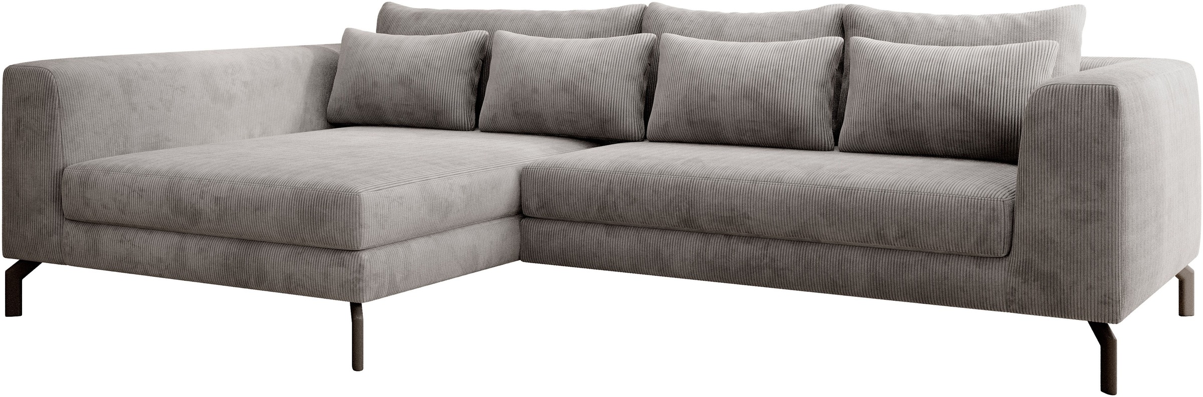 Home affaire Ecksofa "Cross, mit softem Sitz, L-Form, wendbare Zierkissen, Breite 284 cm" Couch mit vielen Kissen, stylische Kreuznaht, elegante Metallfüße