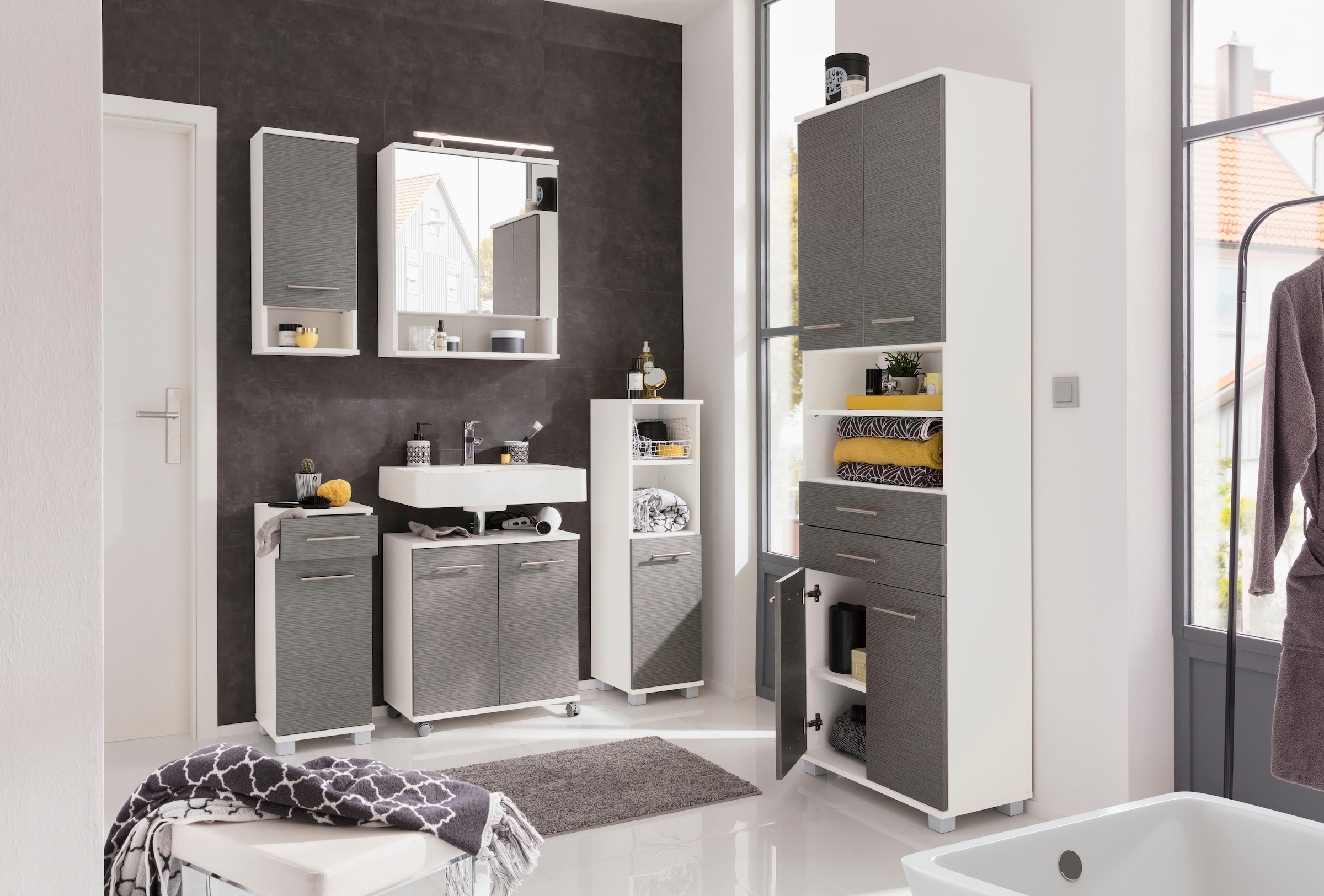 Schildmeyer Midischrank »Emmi in verschiedenen Farben«, Höhe 110,5 cm, Metallgriff, mit 2 praktischen offenen Fächern