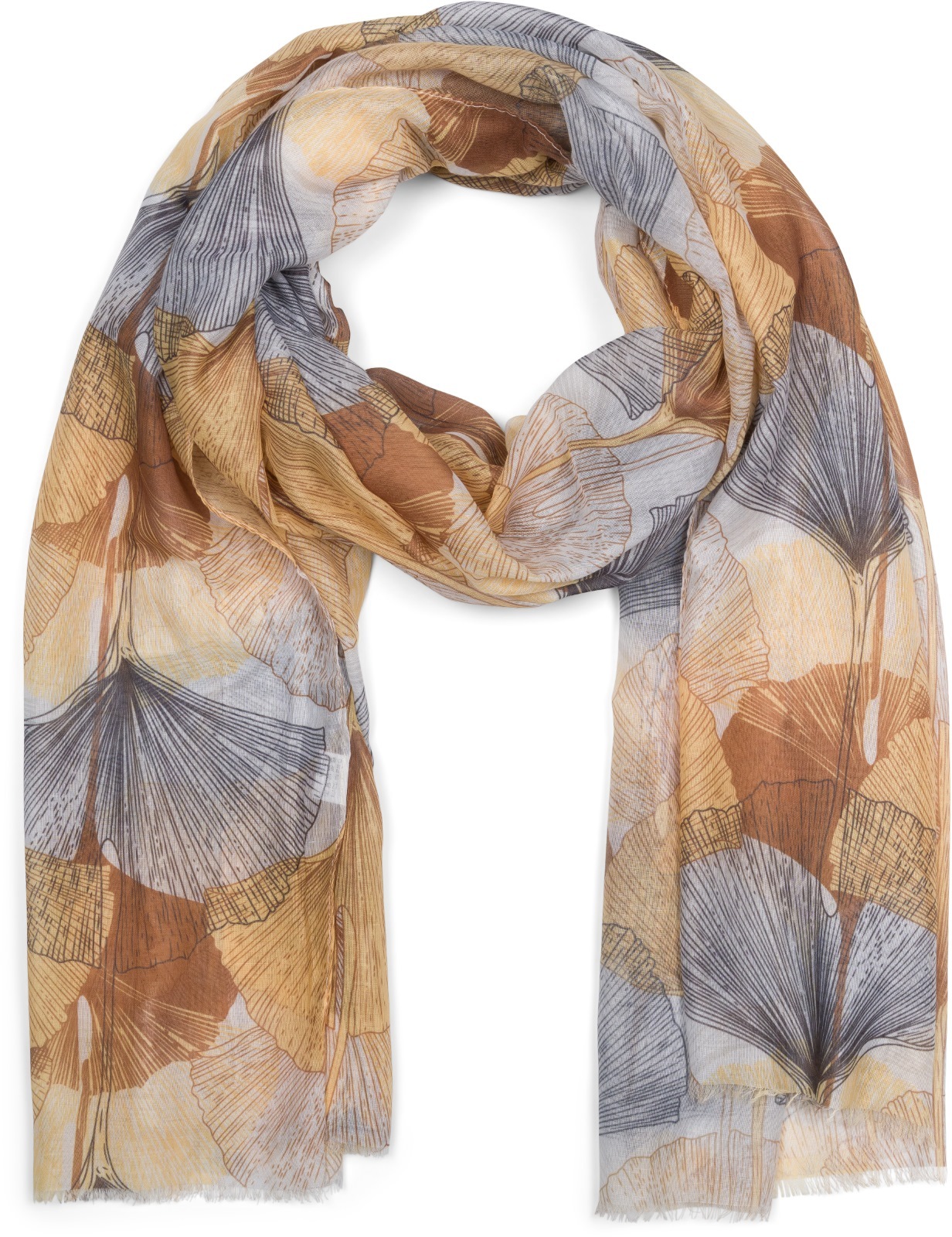 styleBREAKER Schal "Langer Schal Ginkgo Leaves" 1 Stk.