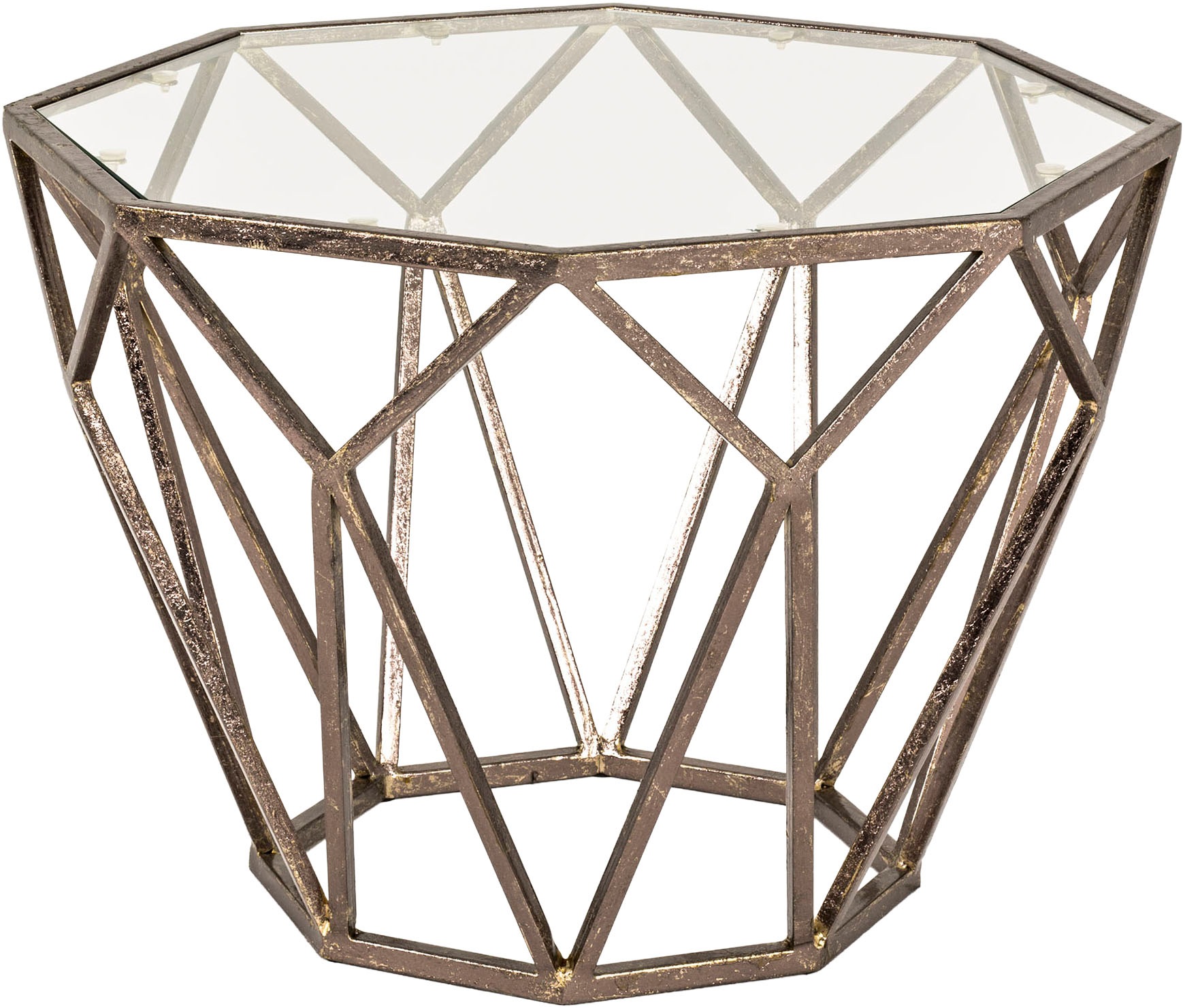 Table basse DAMON en métal laqué et verre trempé 55cm