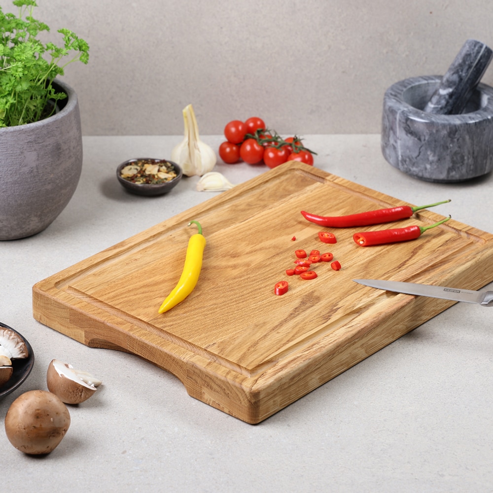 KESPER® Schneidebrett »Brett aus Eichenholz, FSC« mit Griffmulden und Saftrille