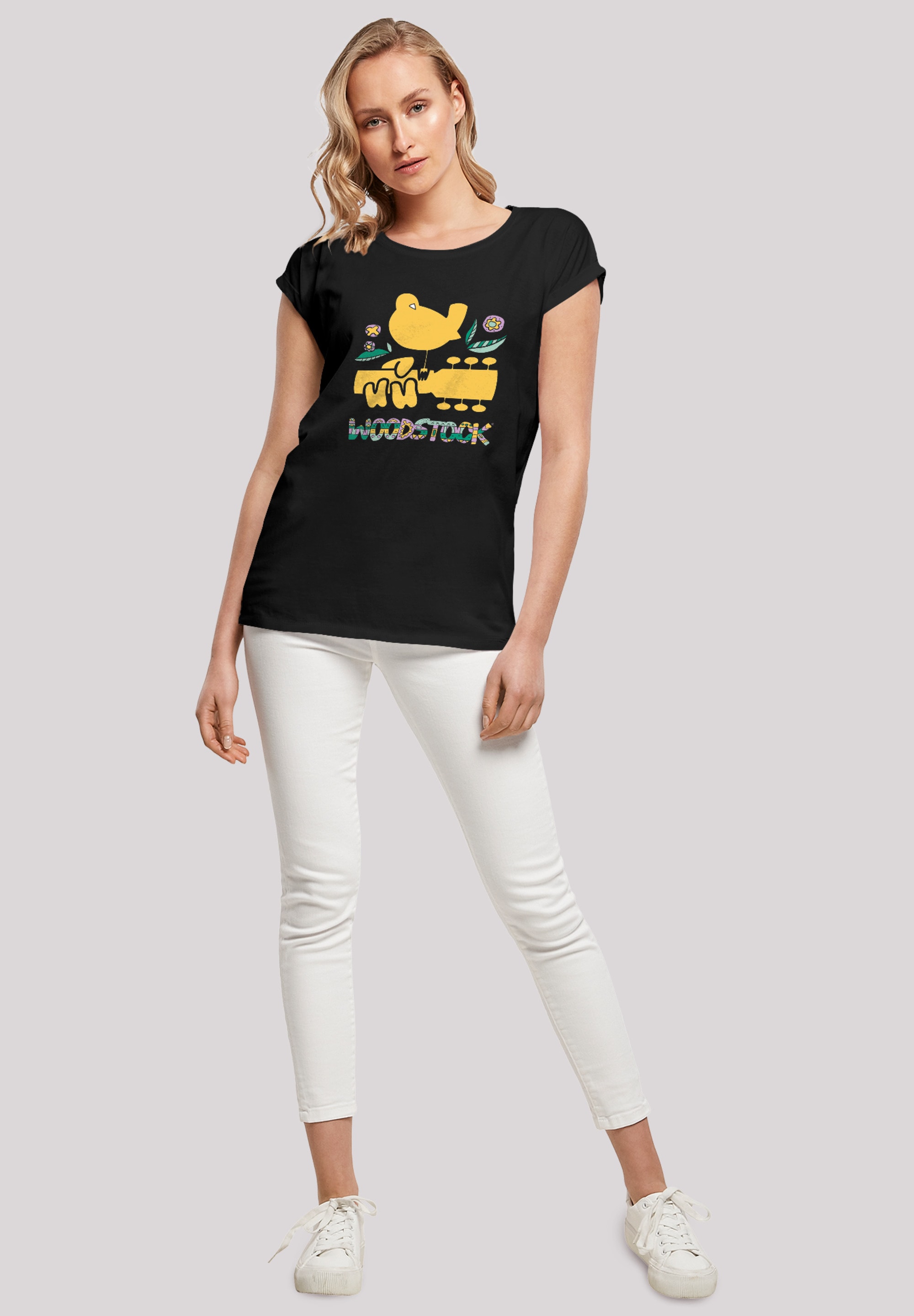 F4NT4STIC T-Shirt »Extended Shoulder T-Shirt Woodstock Artwork«, Damen,Premium Merch,Regular-Fit,Kurze Ärmel,Bandshirt