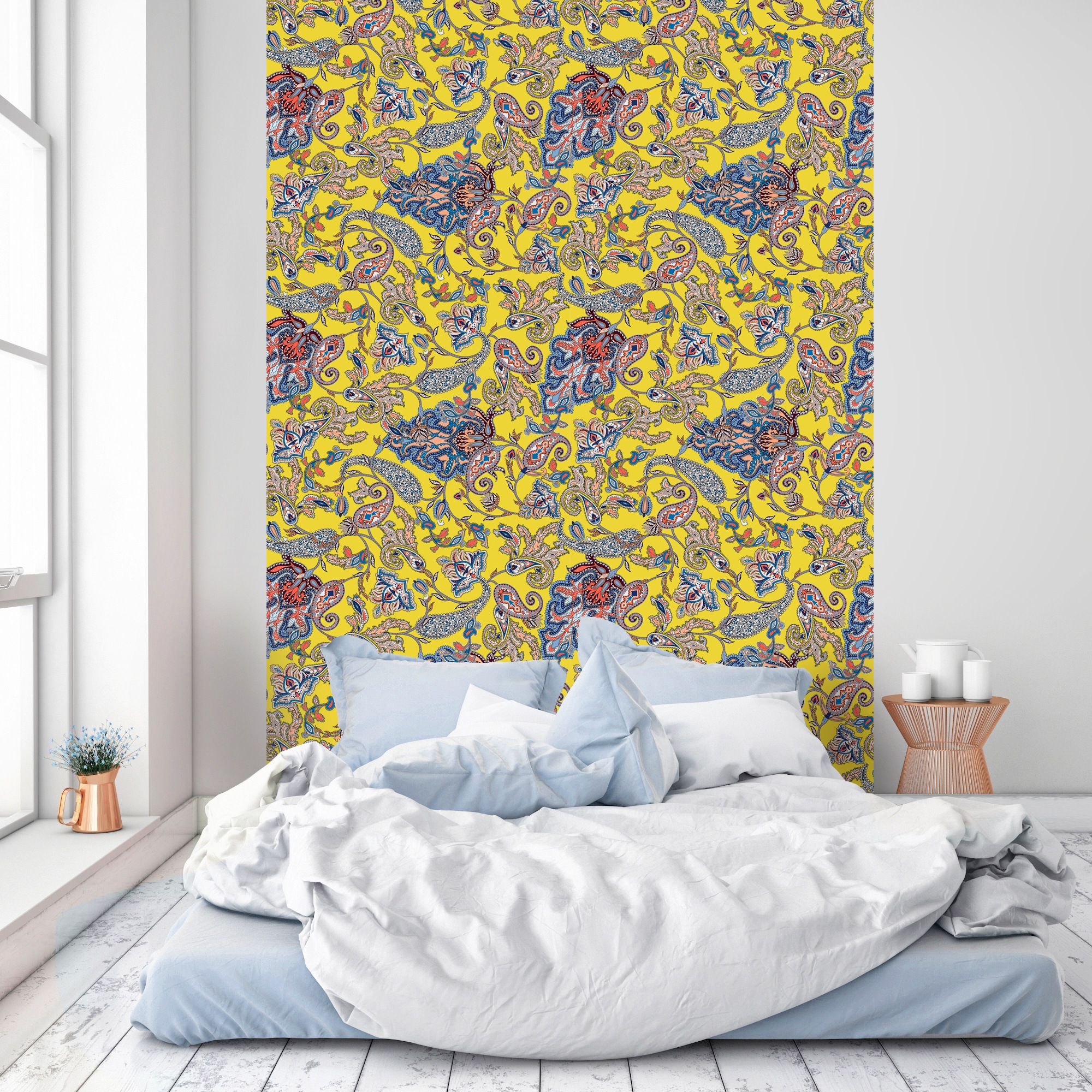 queence Vinyltapete »Kyler«, bedruckt-Motiv-botanisch-floral-gemustert-natürlich, 90x250cm, selbstklebend, kinderleichte Anbringung, Sticker