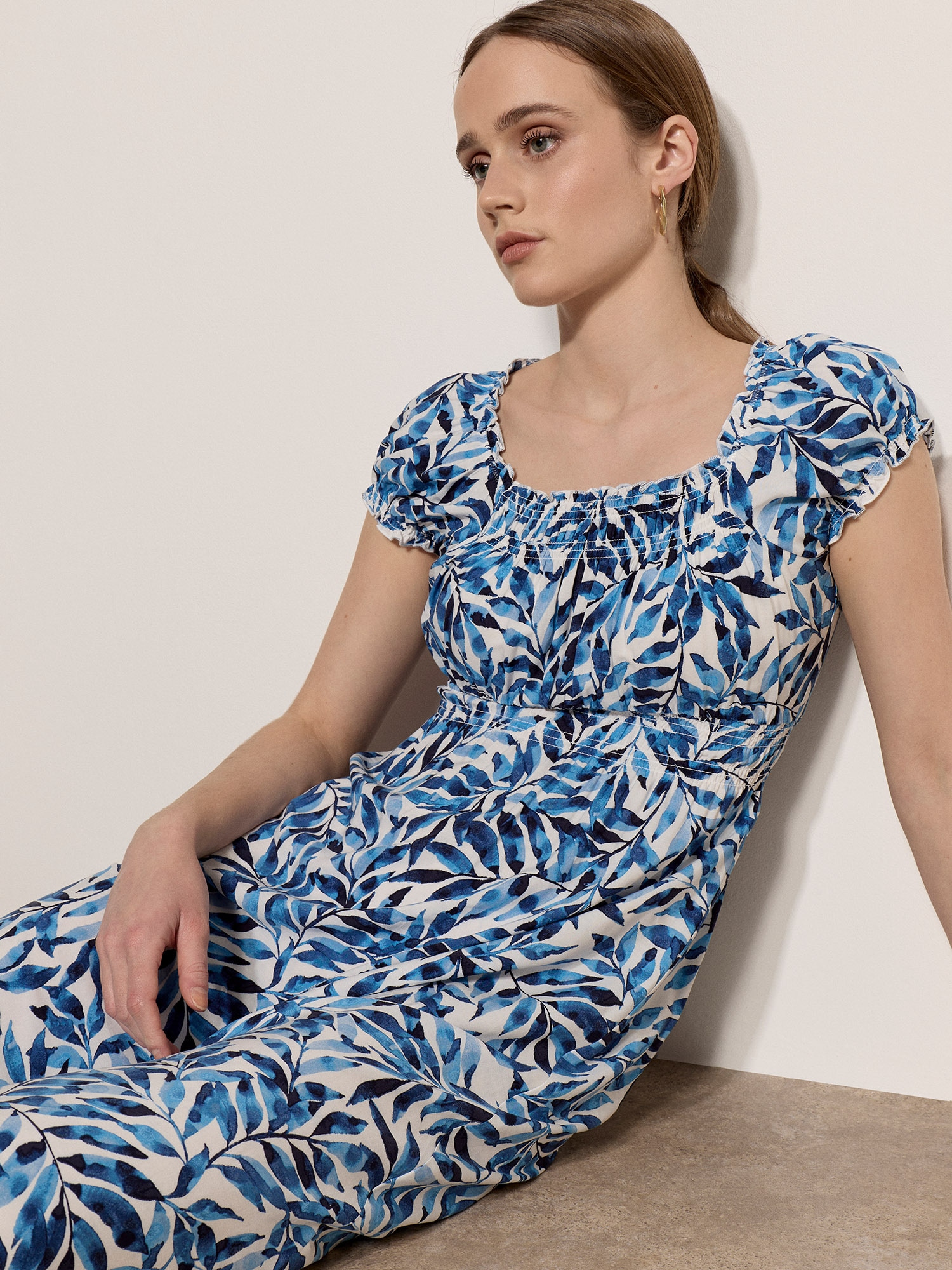 Apricot Druckkleid »Midikleid« mit Blattmuster