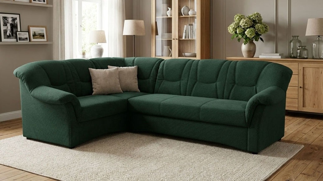 OTTO home Ecksofa "Langelland 232 x 146 cm, auch mit Schlaffunktion, mittelfester Sitz" L-Form, mit Federkern, pflegeleichter Pet Friendly Bezugsstoff