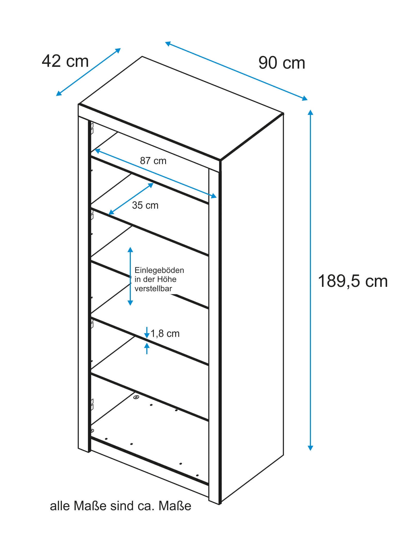VOGL Möbelfabrik Standregal, Höhe 191 cm