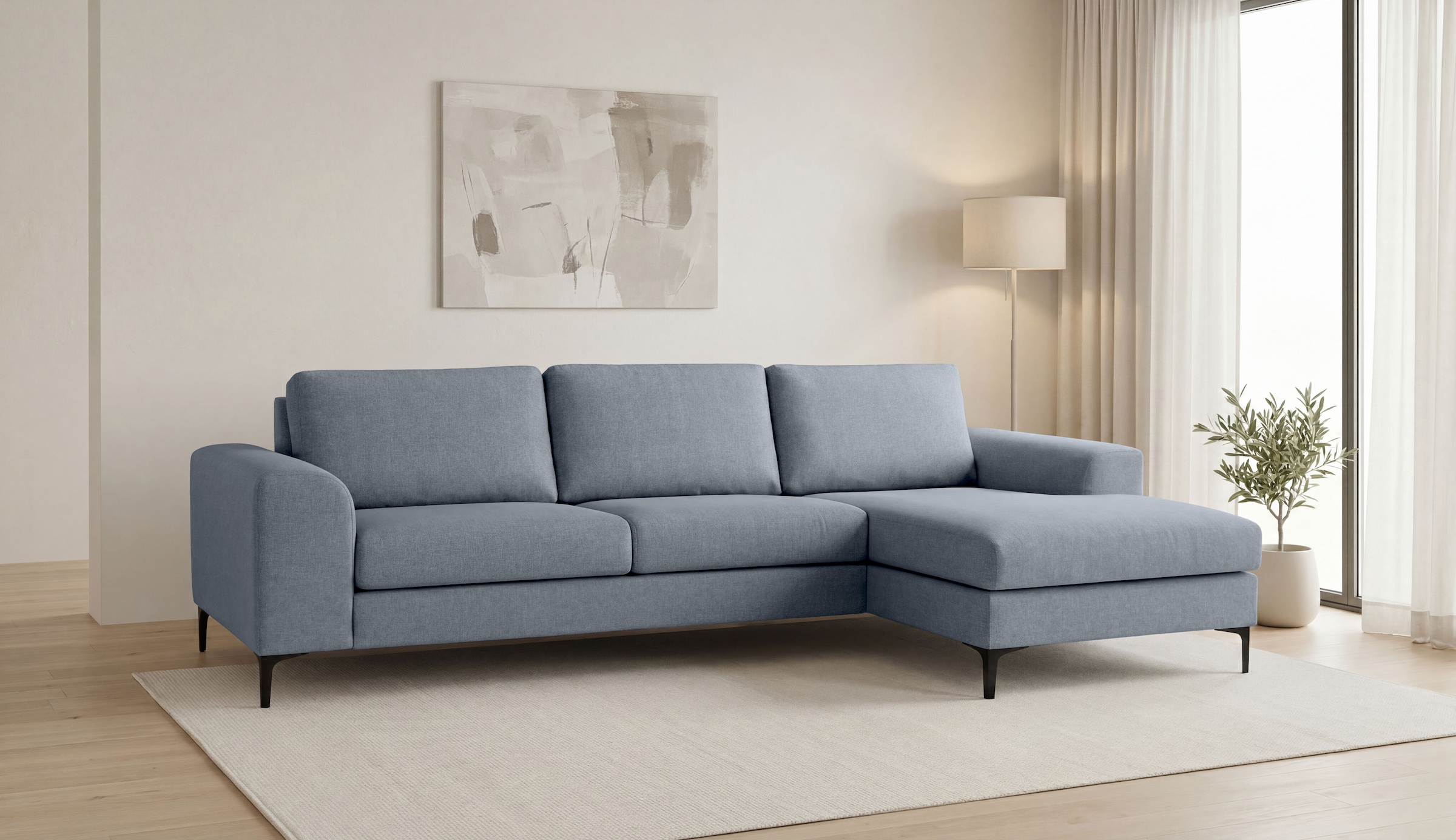 OTTO home Ecksofa »Henry, L-Form, Breite 294 cm« mit Metallbeinen, Wellenunterfederung, wasserabweisender Stoff