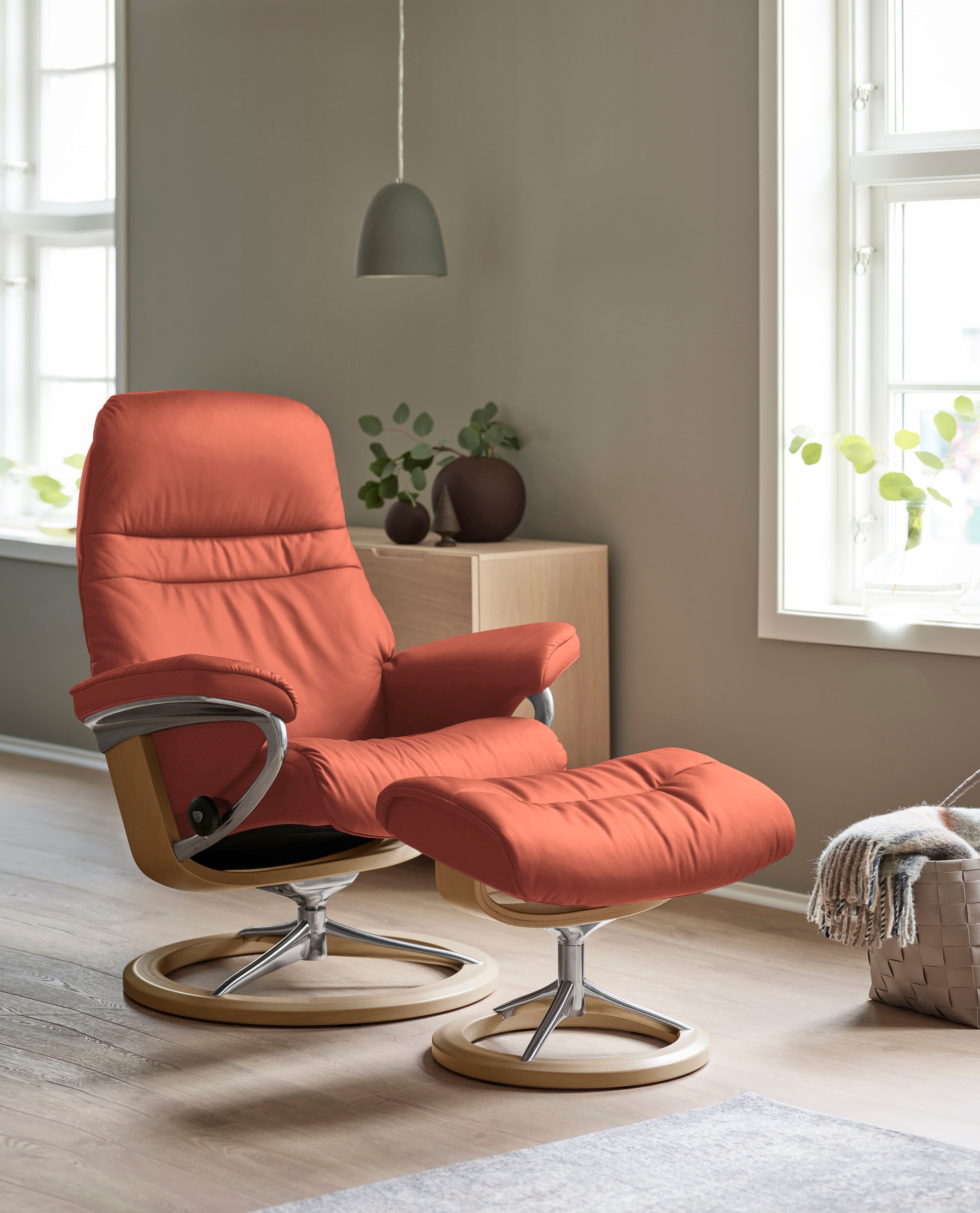 Stressless® Relaxsessel »Sunrise«, BAUR Base, (Set, kaufen Gestell Signature Hocker), Größe L, Eiche mit mit Relaxsessel 