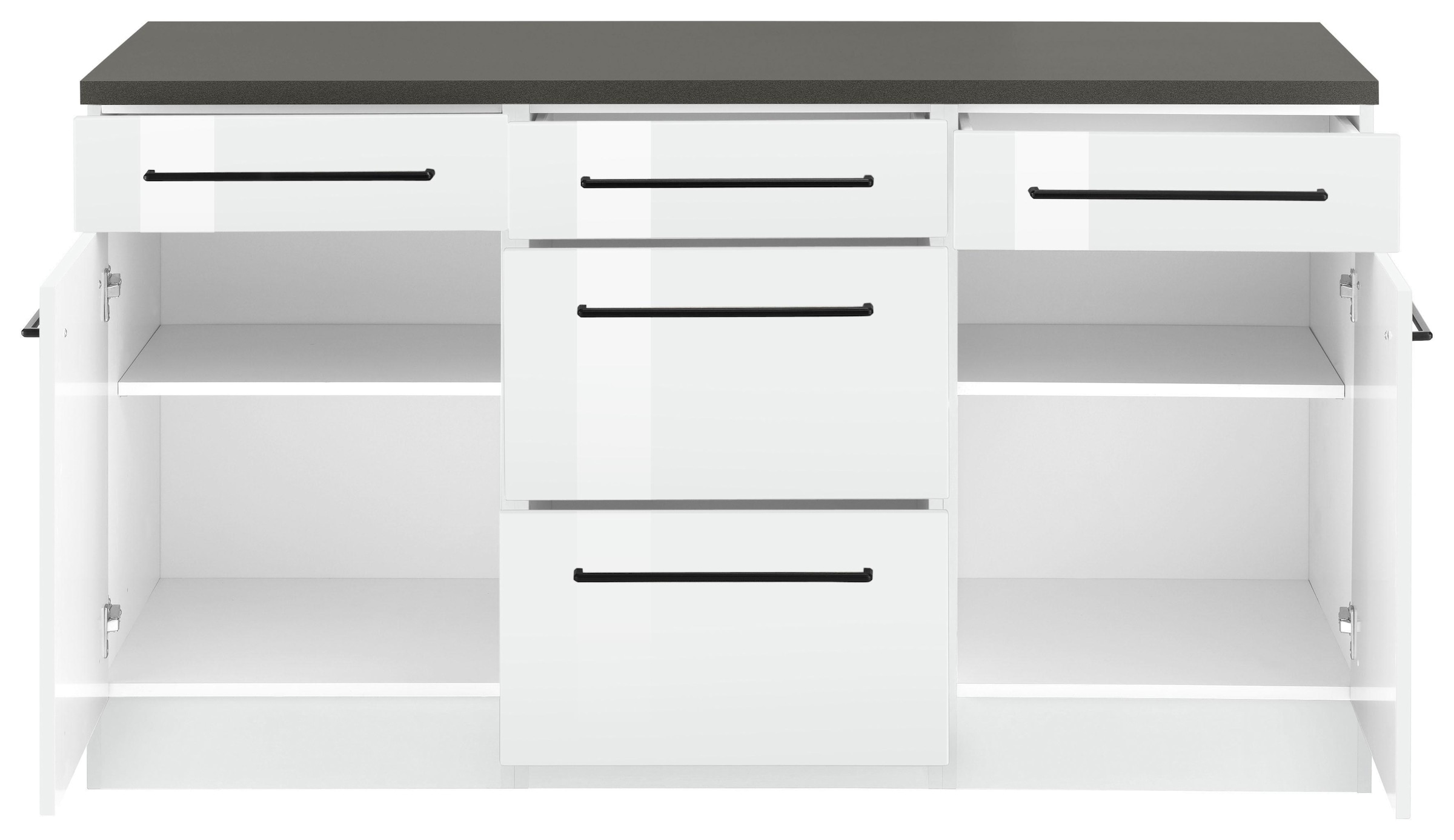 KOCHSTATION Unterschrank »KS-Tulsa« 150 cm breit, 2 Türen, 3 Schubkästen, 2 große Auszüge für Stauraum